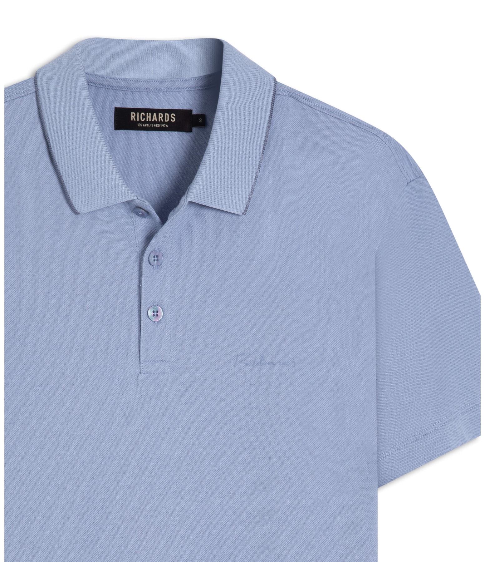 Polo Piquet Pima Com Friso Azul Pervante