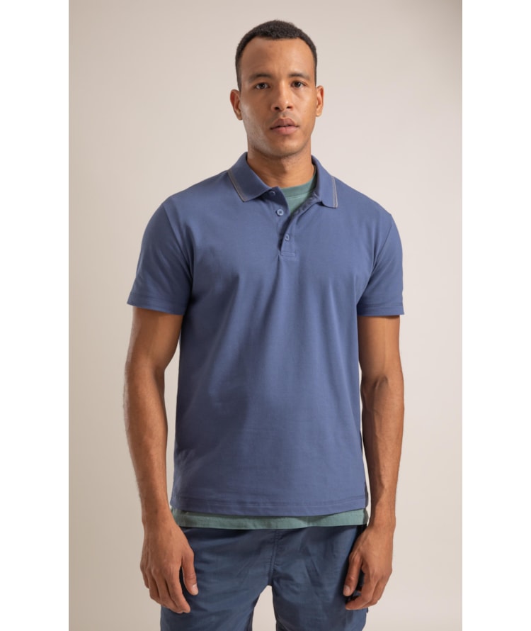 Polo Piquet Polyvisco Com Friso Jacquard Hortencia