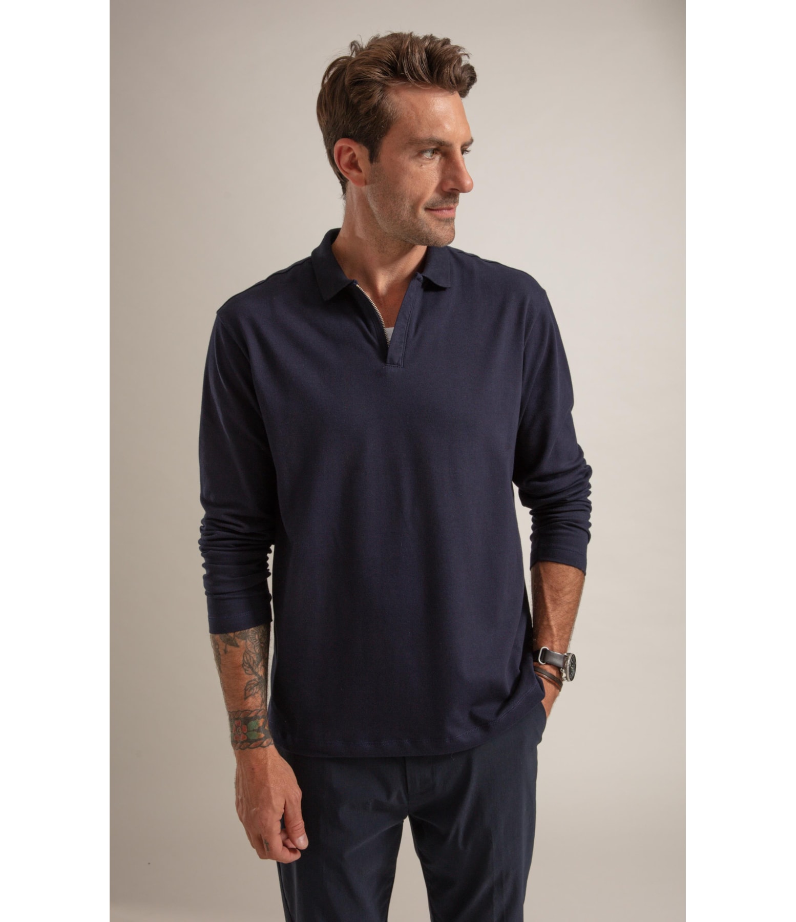 Polo Piquet Polyvisco Com Ziper Ml Marinho
