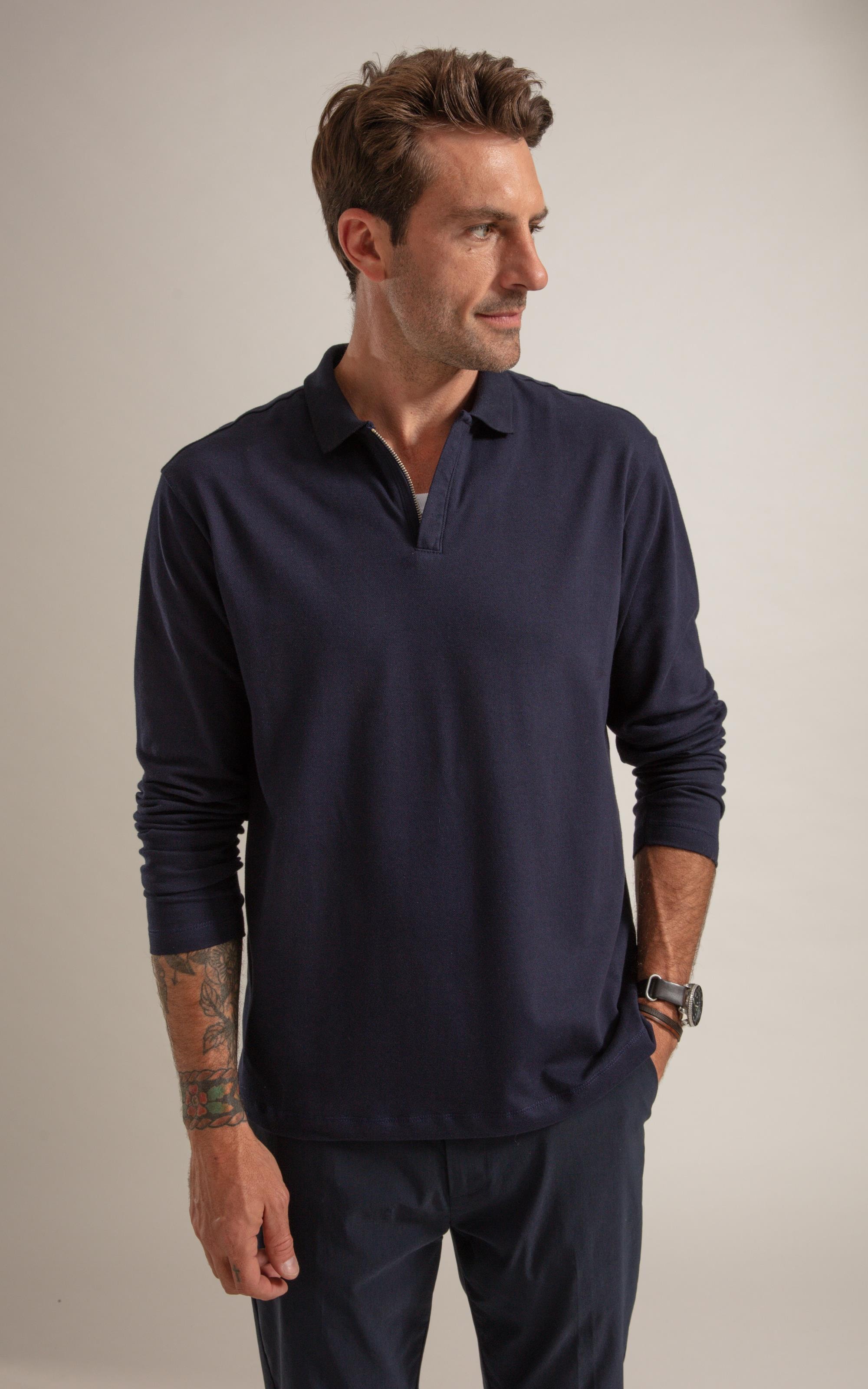 Polo Piquet Polyvisco Com Ziper Ml Marinho
