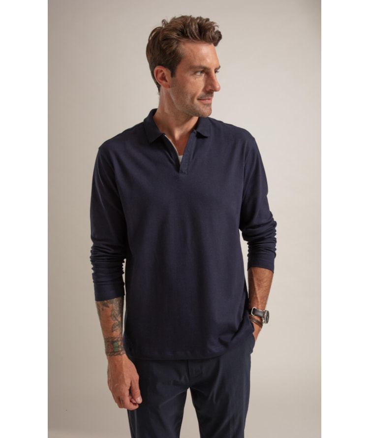 Polo Piquet Polyvisco Com Ziper Ml Marinho