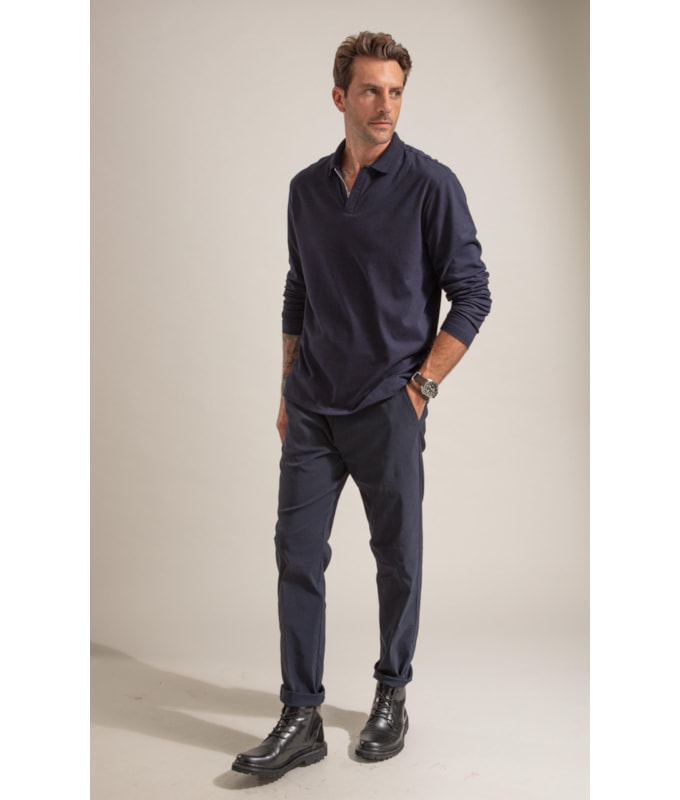 Polo Piquet Polyvisco Com Ziper Ml Marinho