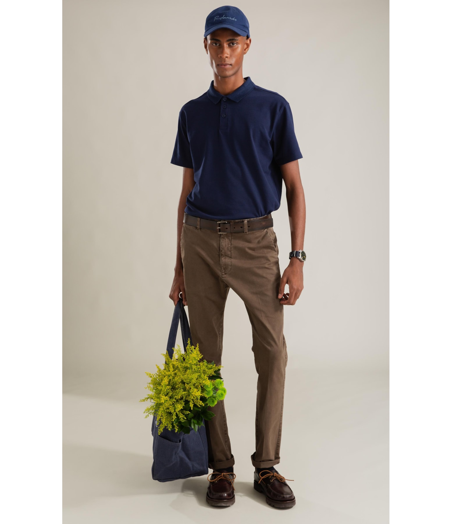 Polo Piquet Polyviscose Friso Jacquard m Dark Navy