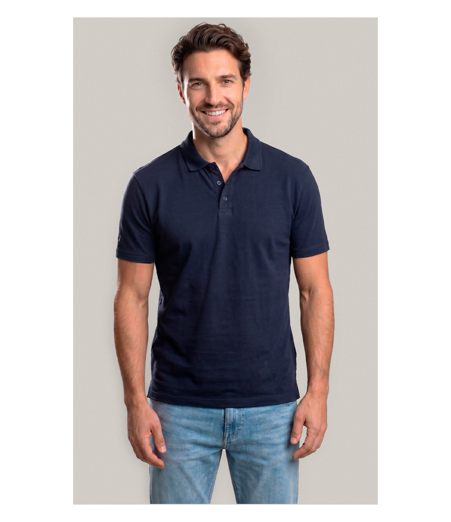 Polo Piquet Polyviscose Mc Bf Dark Navy