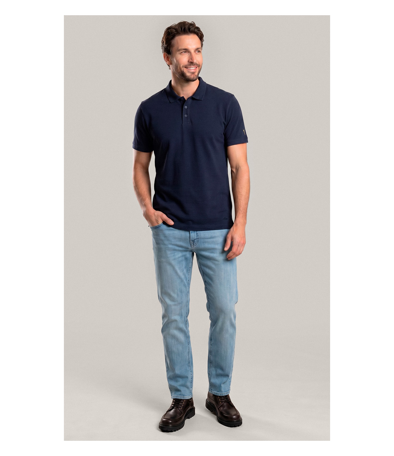 Polo Piquet Polyviscose Mc Bf Dark Navy