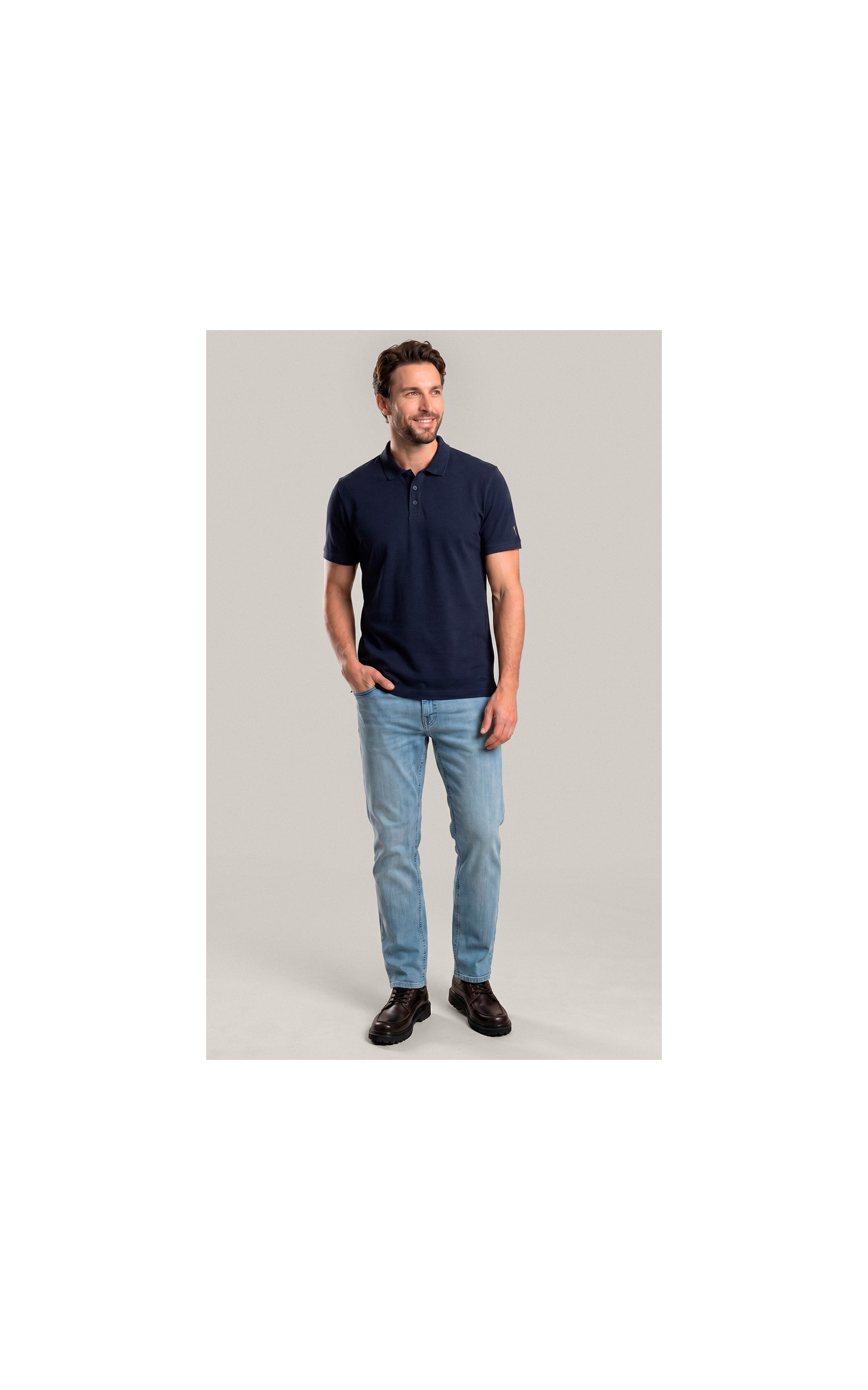 Polo Piquet Polyviscose Mc Bf Dark Navy