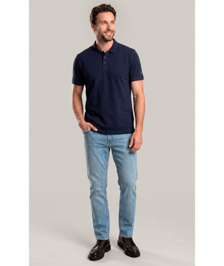 Polo Piquet Polyviscose Mc Bf Dark Navy