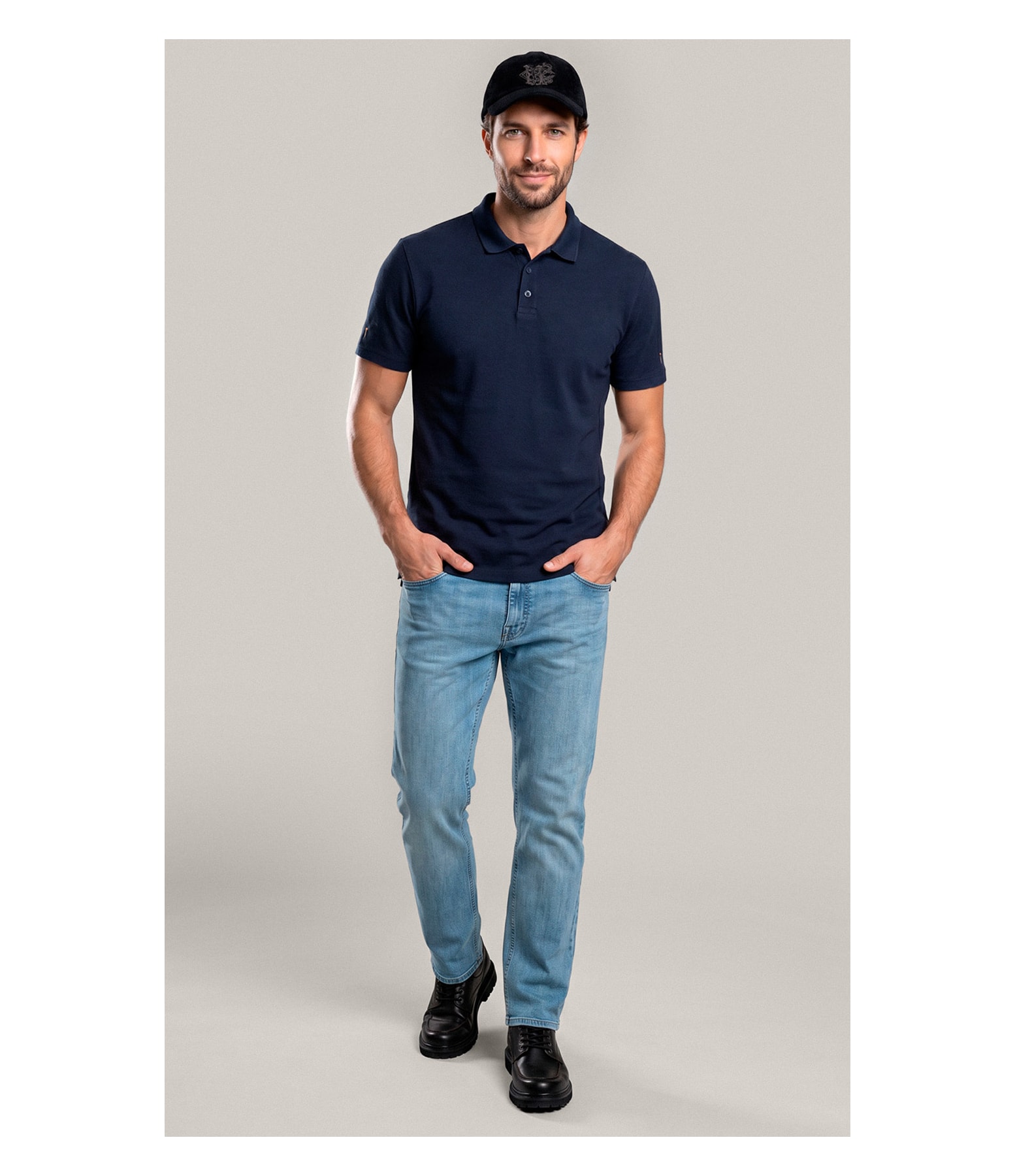Polo Piquet Polyviscose Mc Bf Dark Navy