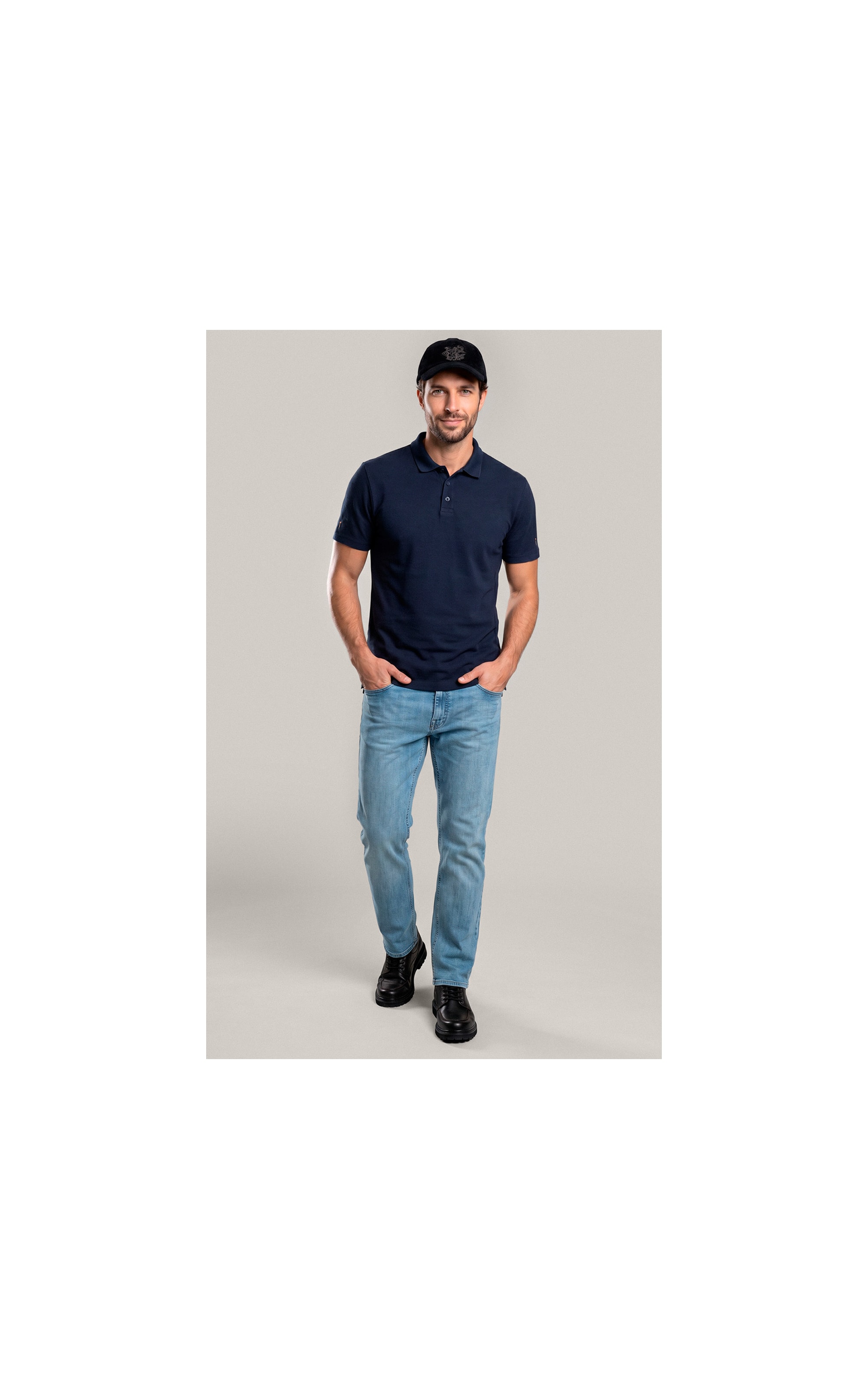 Polo Piquet Polyviscose Mc Bf Dark Navy