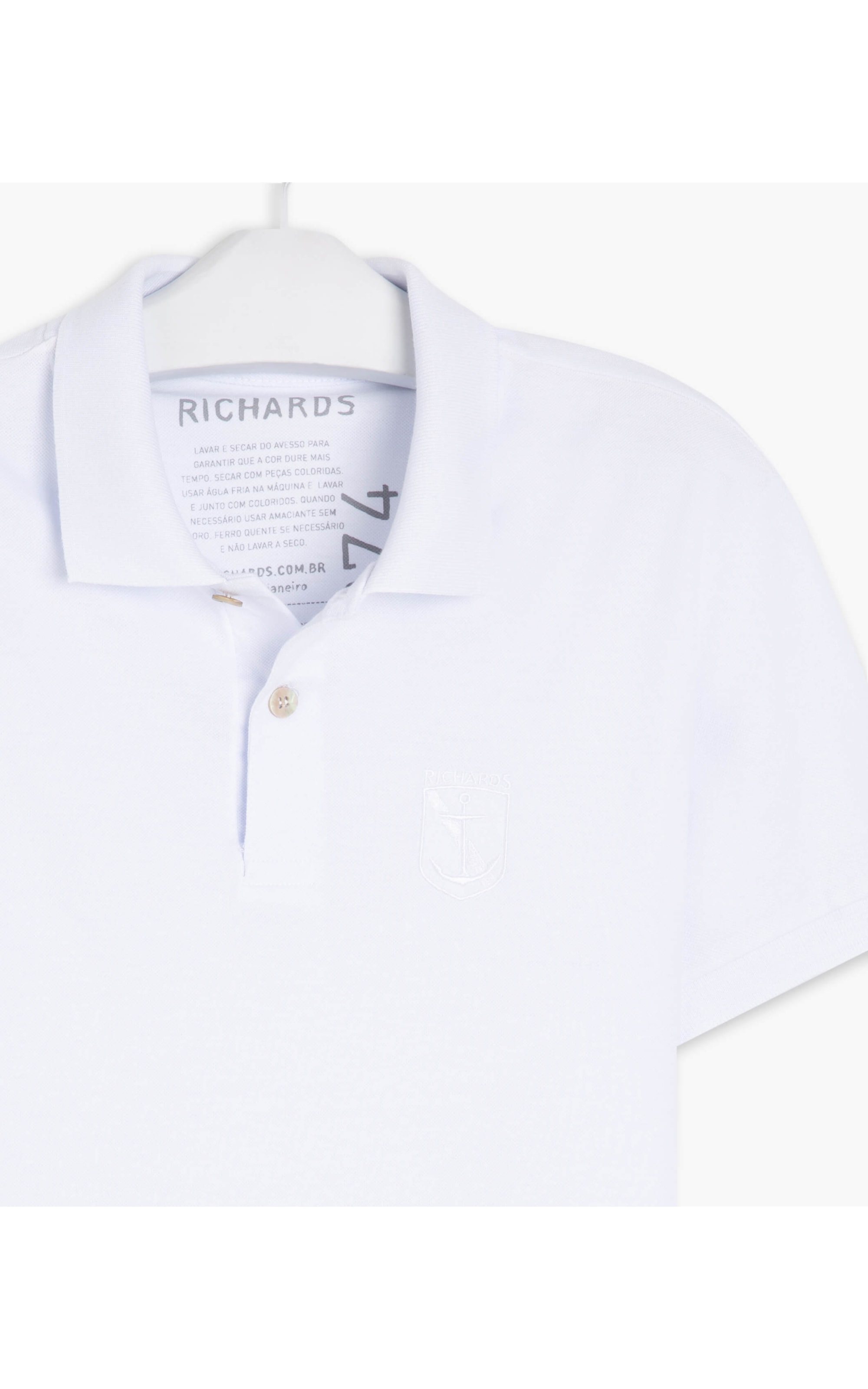 Polo Piquet Richards Brasão Âncora Branco