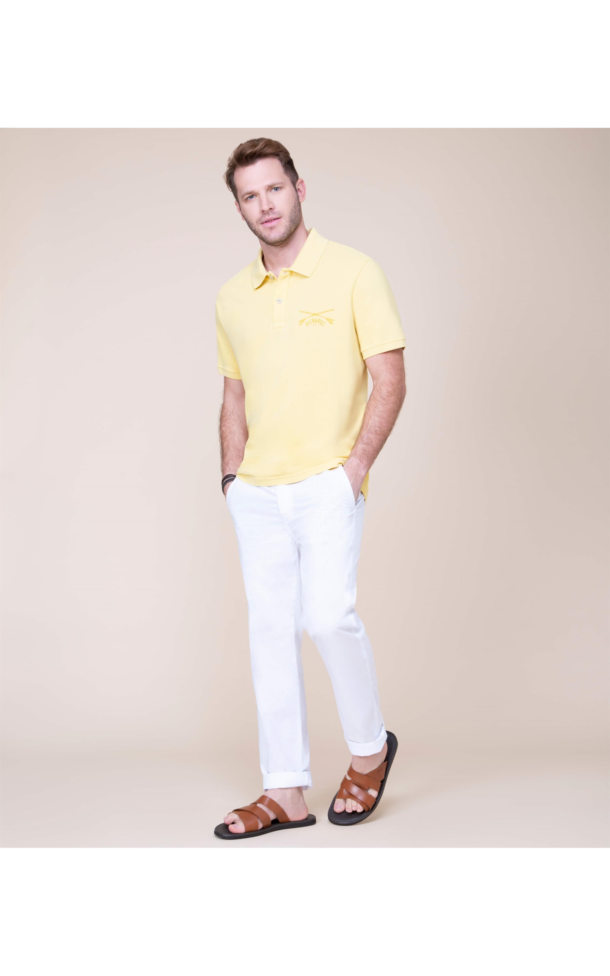 Polo Piquet Richards Prancha Amarelo Claro