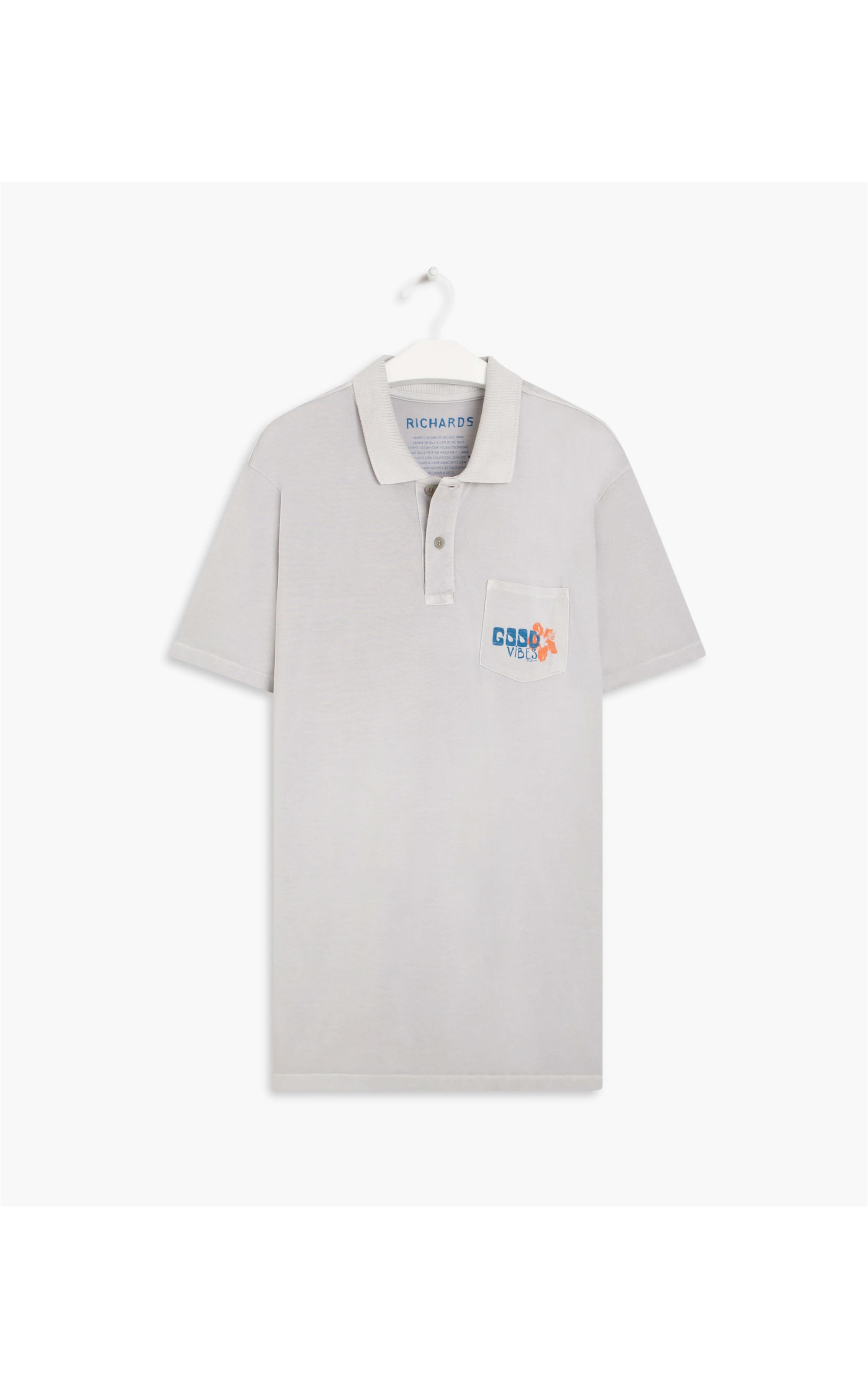  Polo Piquet Stone Com Bolso Cinza Claro