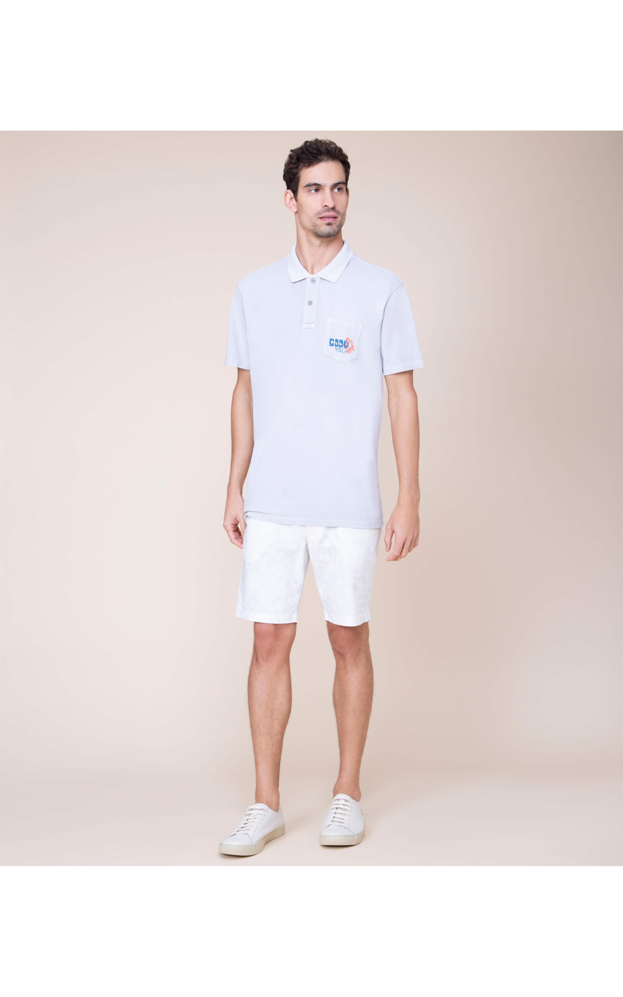  Polo Piquet Stone Com Bolso Cinza Claro