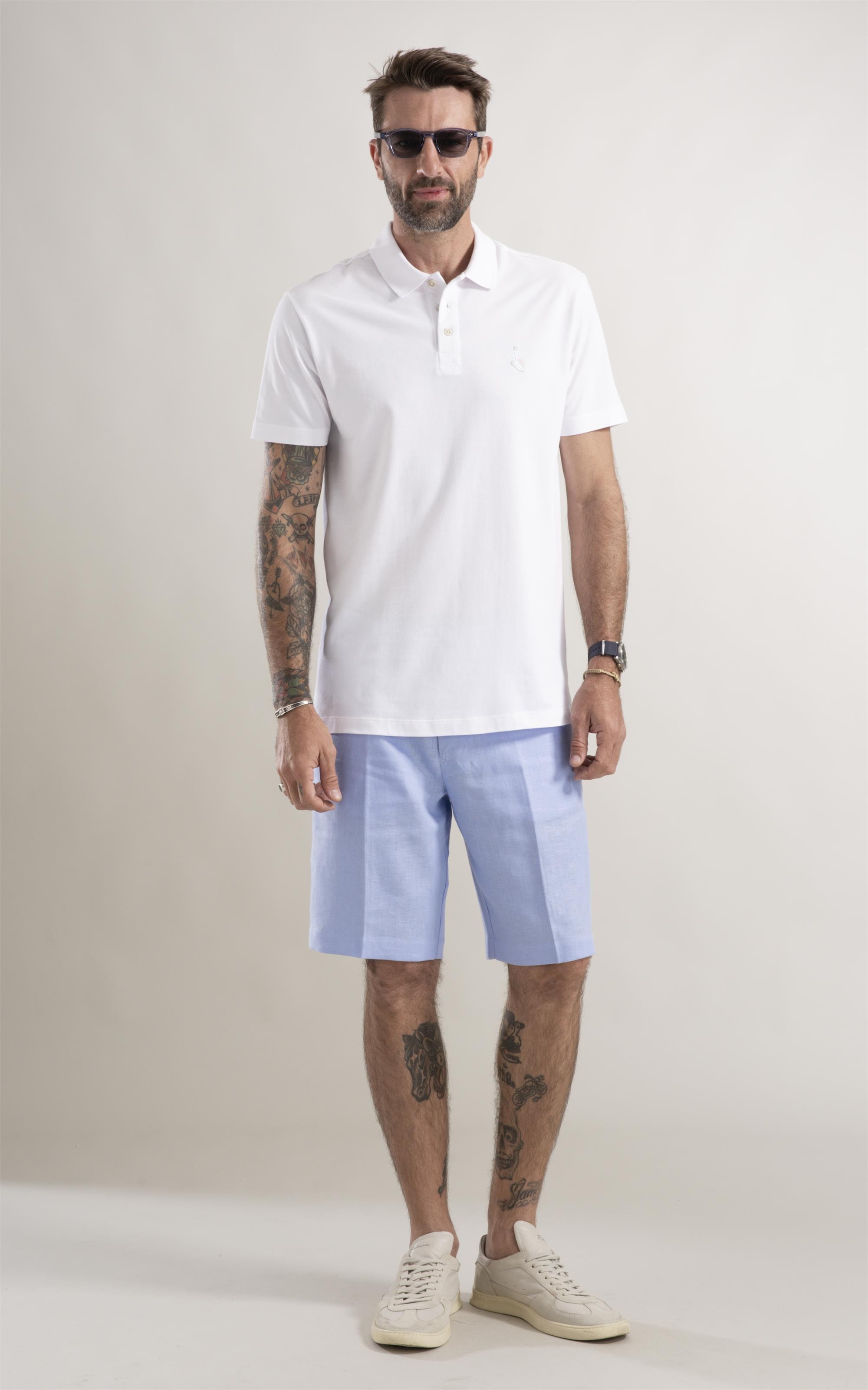 Polo Piquet Surfista Bordado Branco