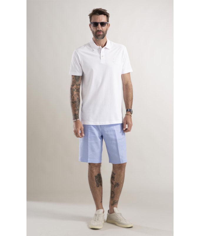 Polo Piquet Surfista Bordado Branco