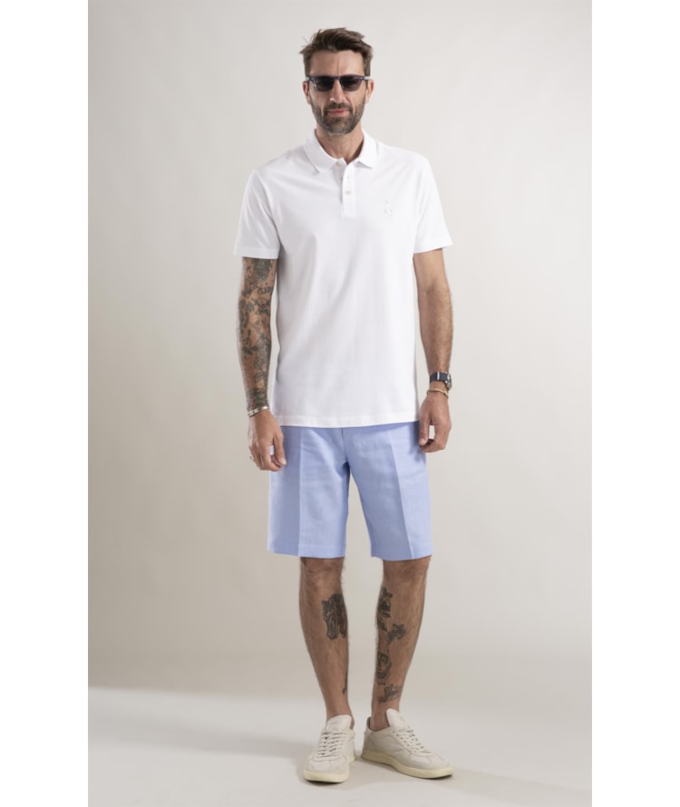 Polo Piquet Surfista Bordado Branco