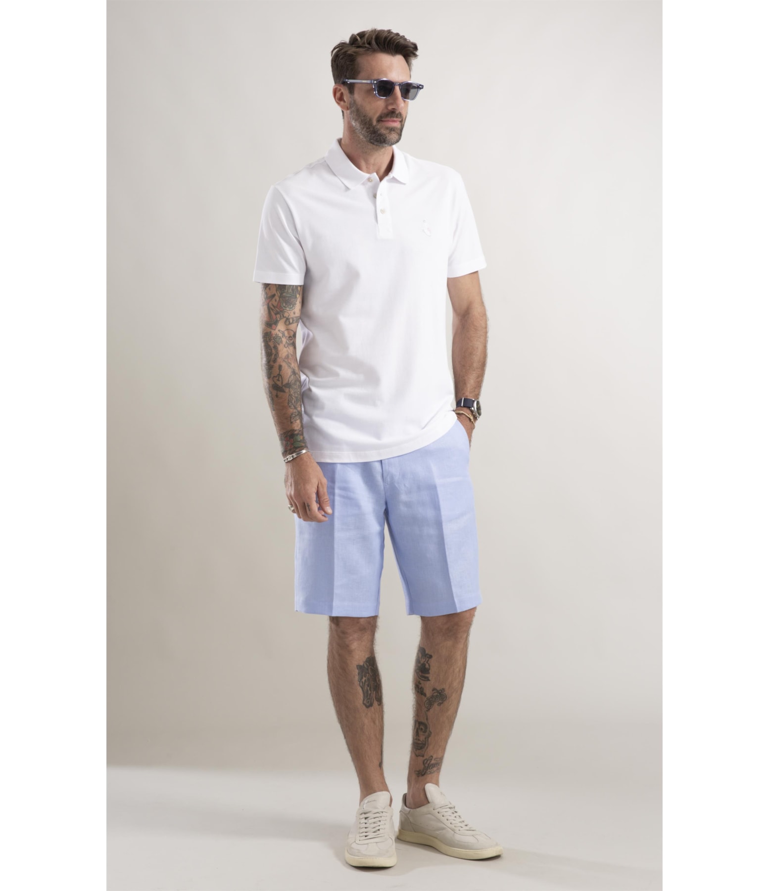 Polo Piquet Surfista Bordado Branco