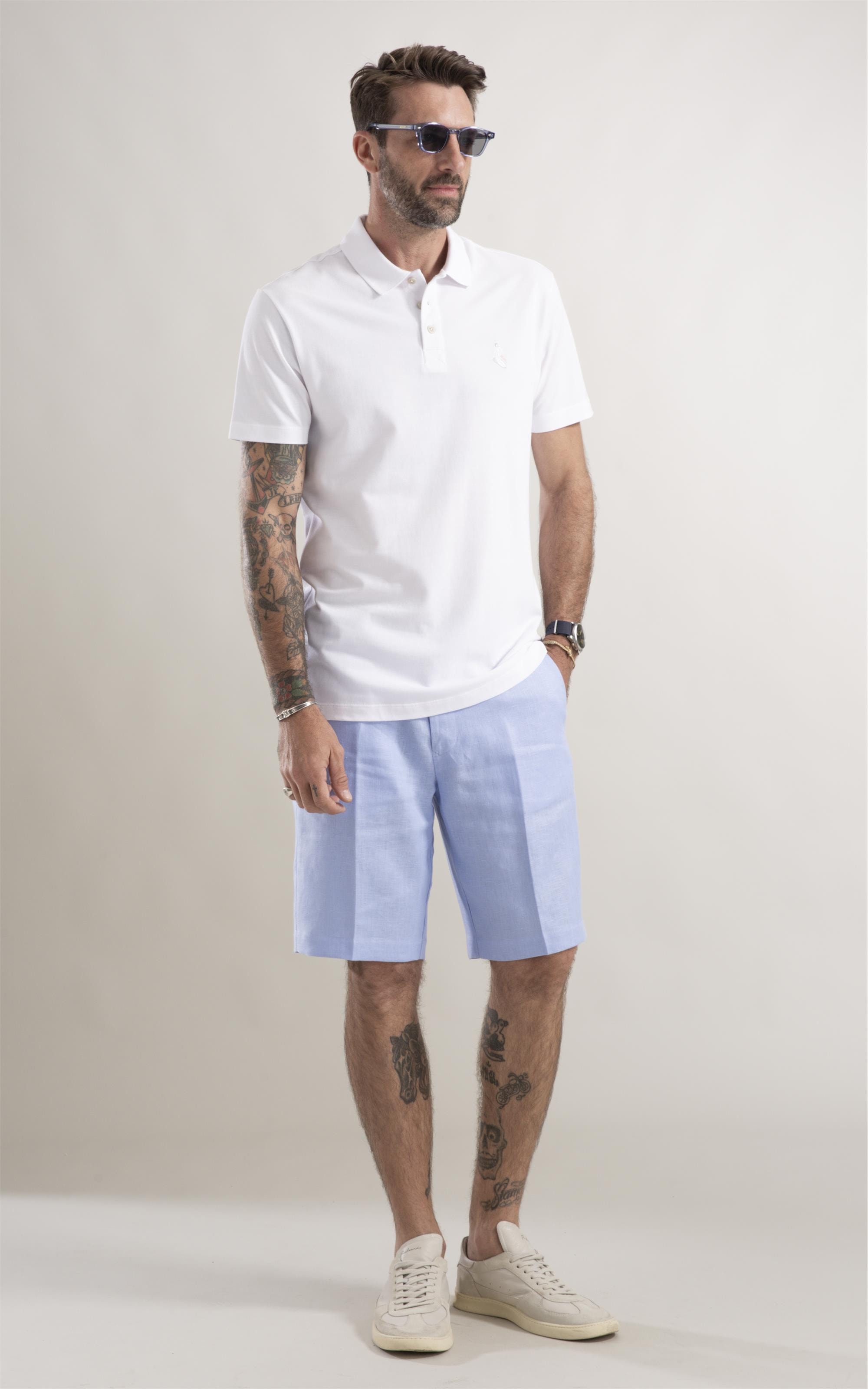 Polo Piquet Surfista Bordado Branco