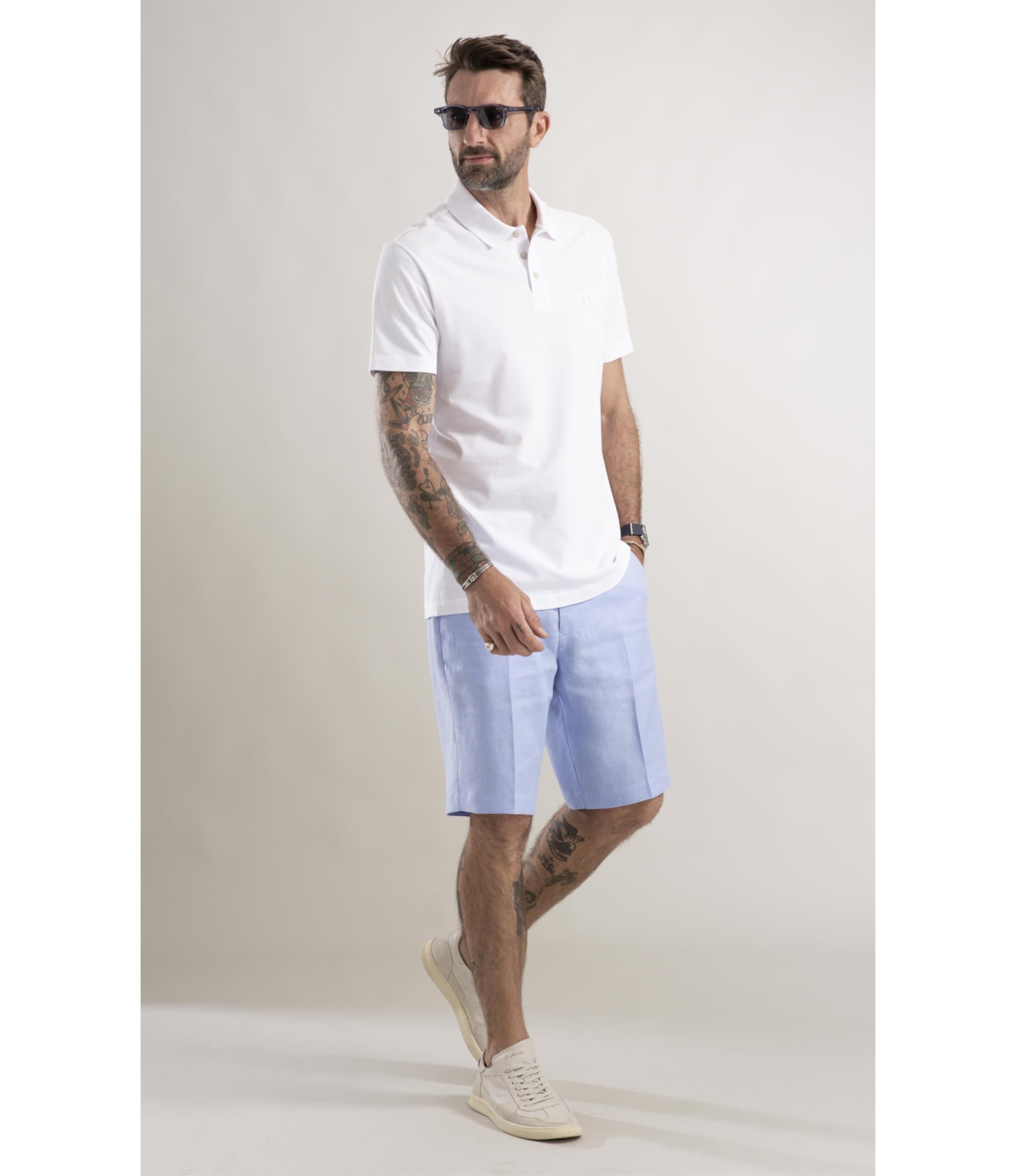 Polo Piquet Surfista Bordado Branco