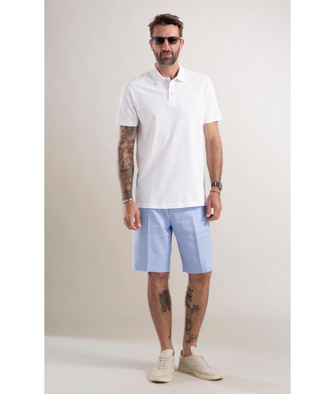 Polo Piquet Surfista Bordado Branco