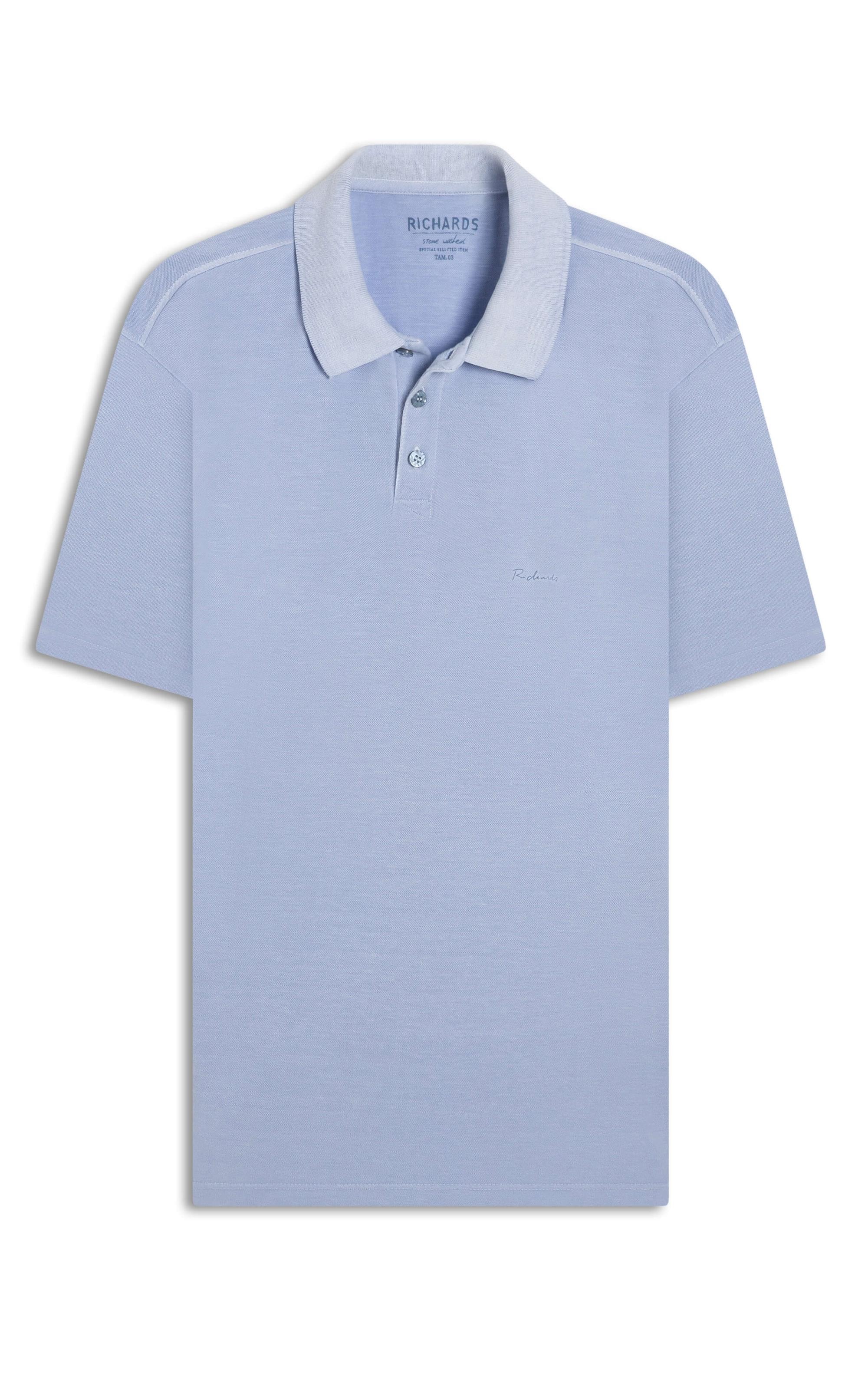 Polo Piquet Washed Azul Claro