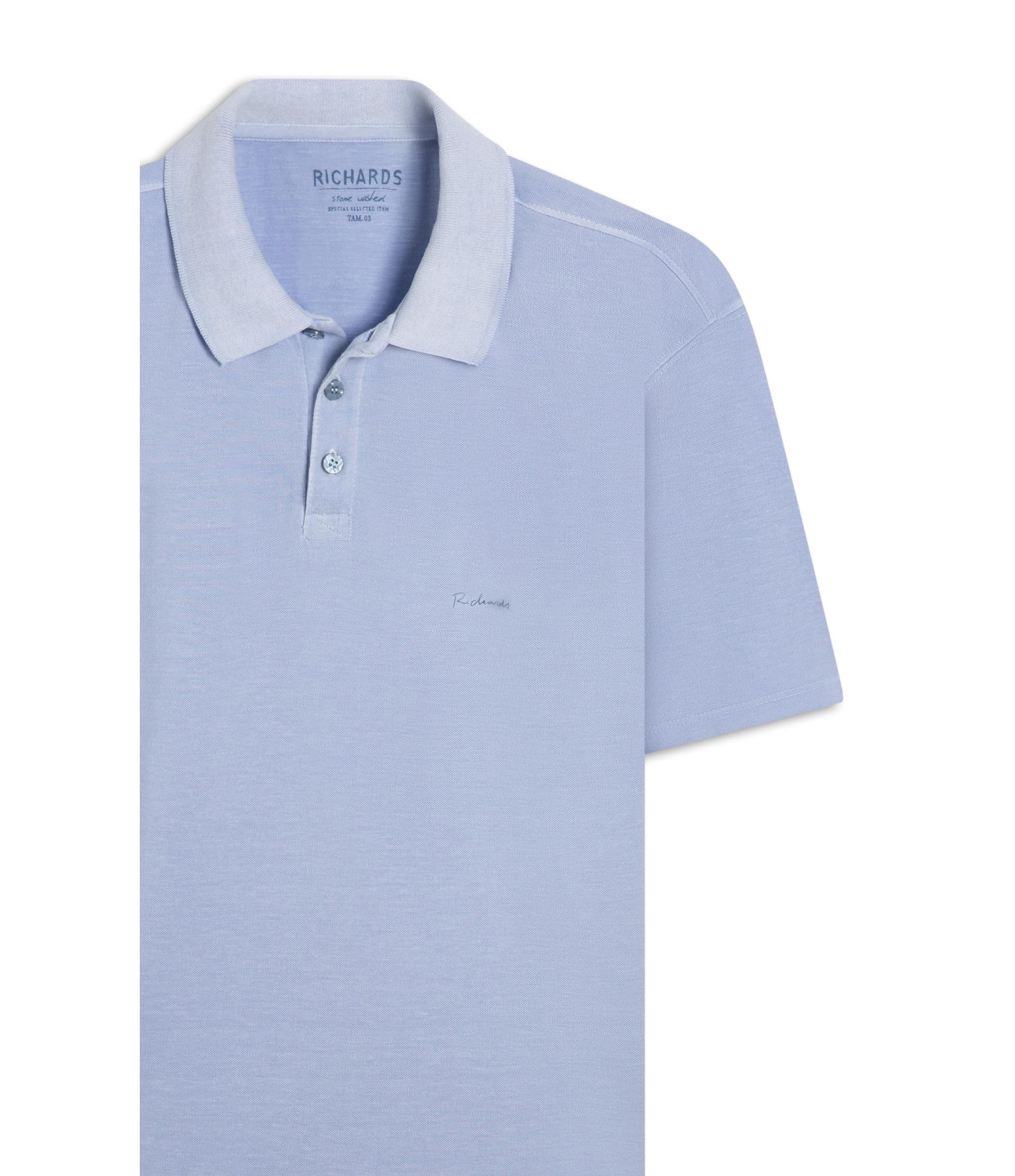Polo Piquet Washed Azul Claro
