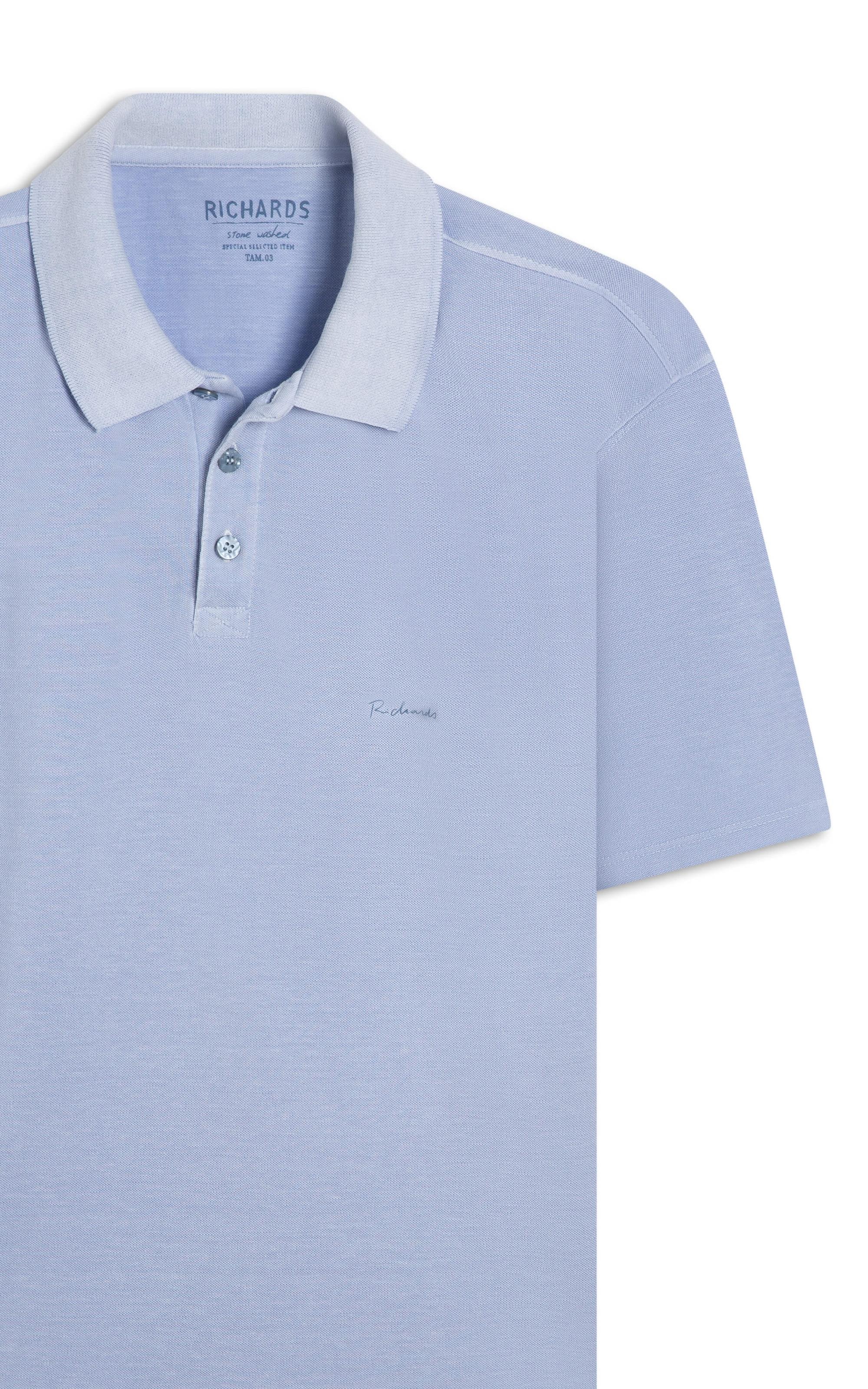 Polo Piquet Washed Azul Claro