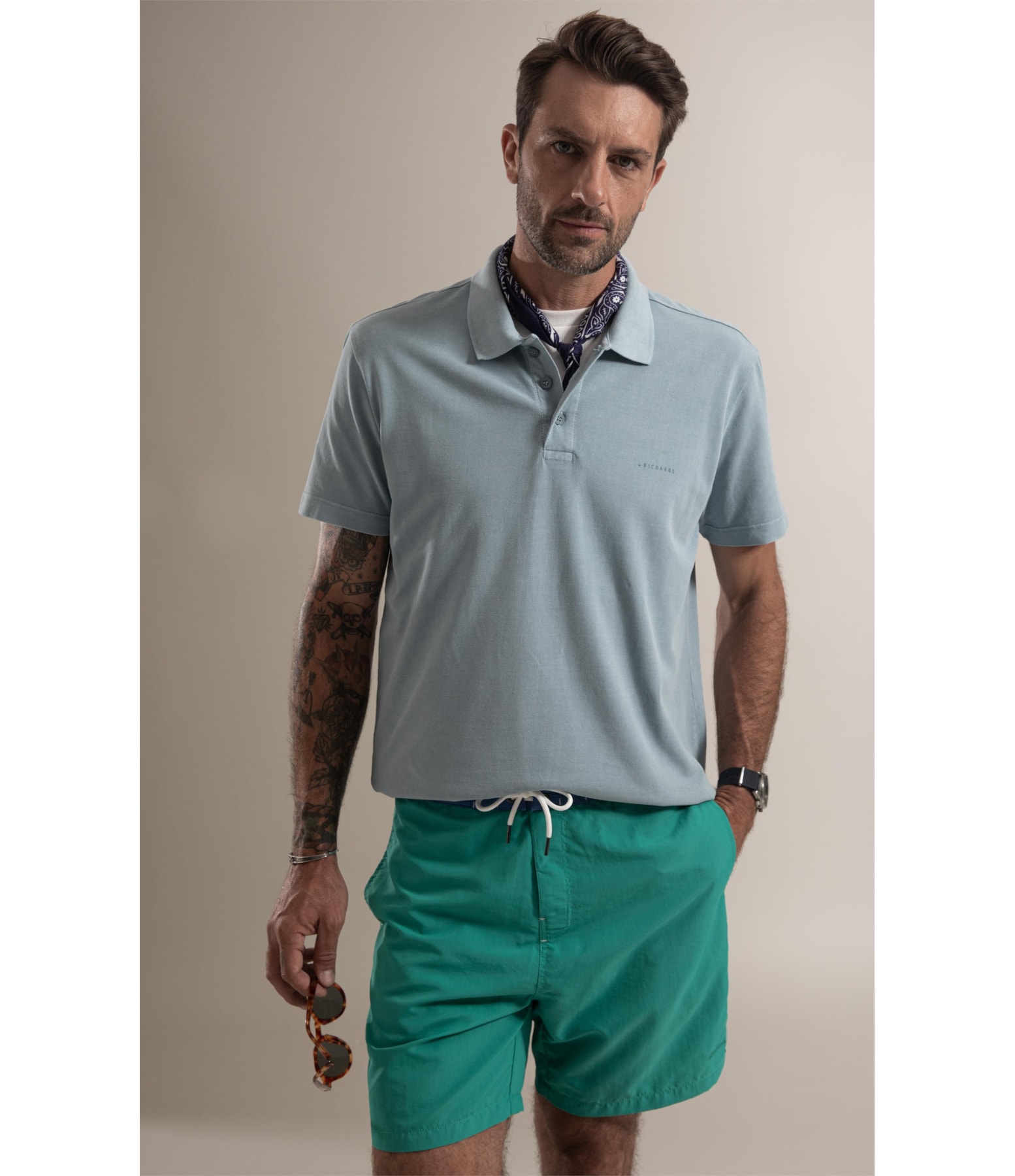 Polo Piquet Washed Azul Piscina