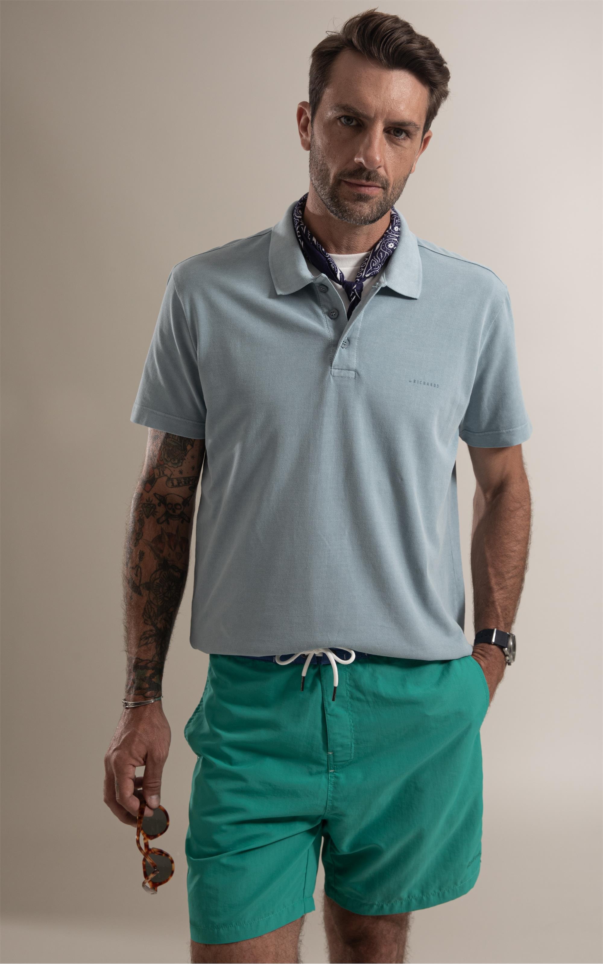 Polo Piquet Washed Azul Piscina