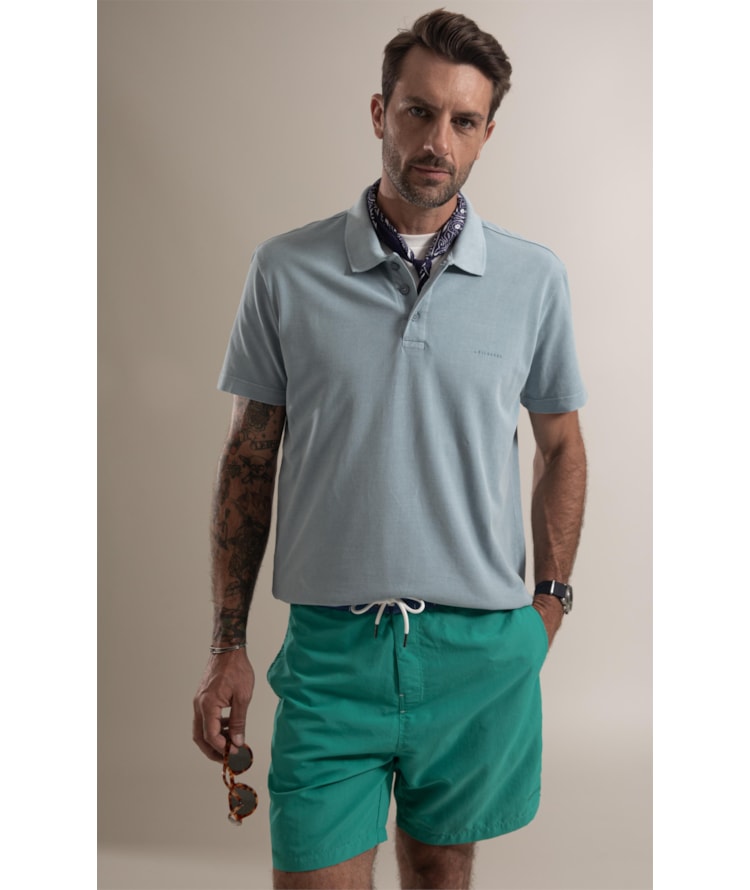 Polo Piquet Washed Azul Piscina