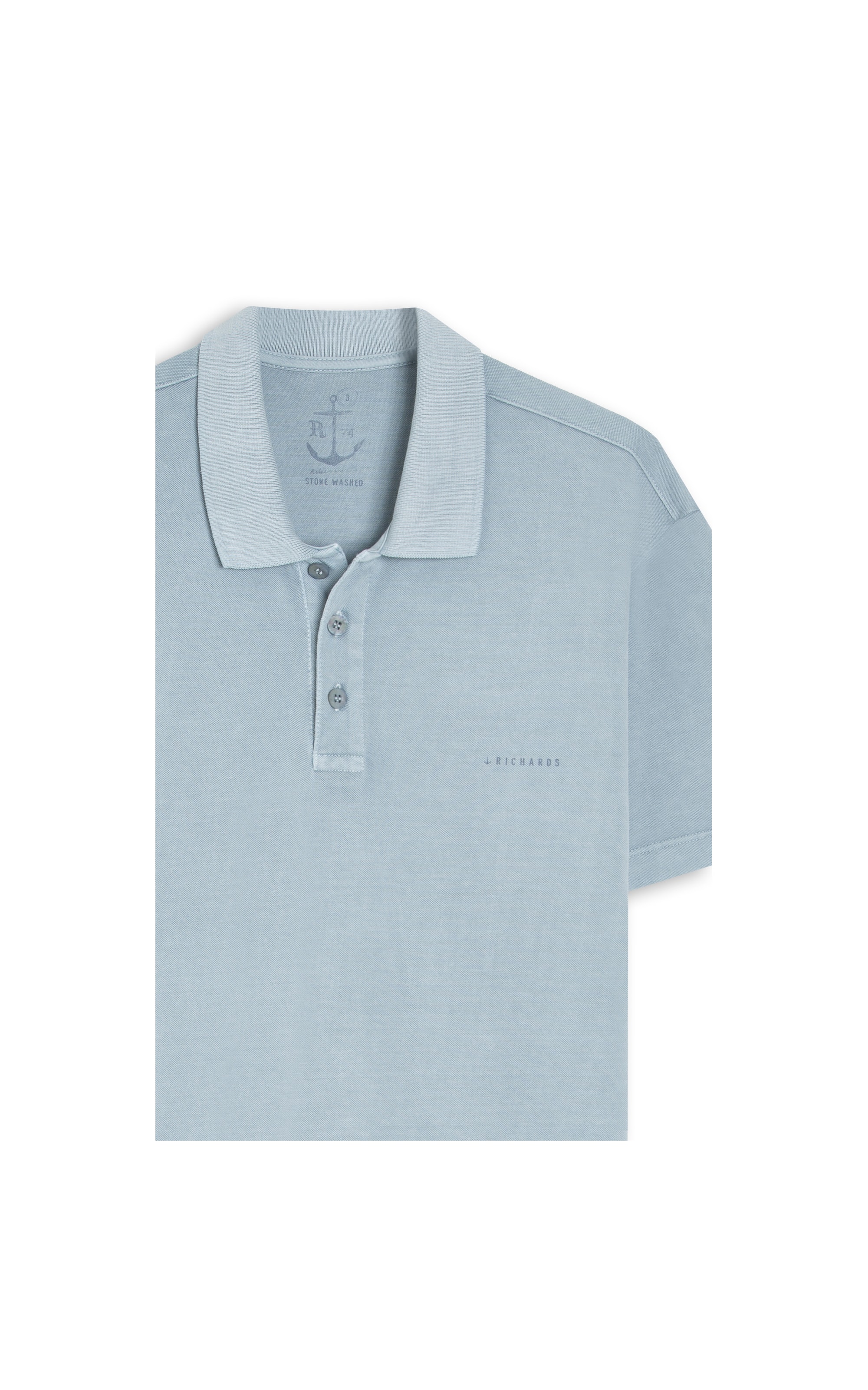 Polo Piquet Washed Azul Piscina