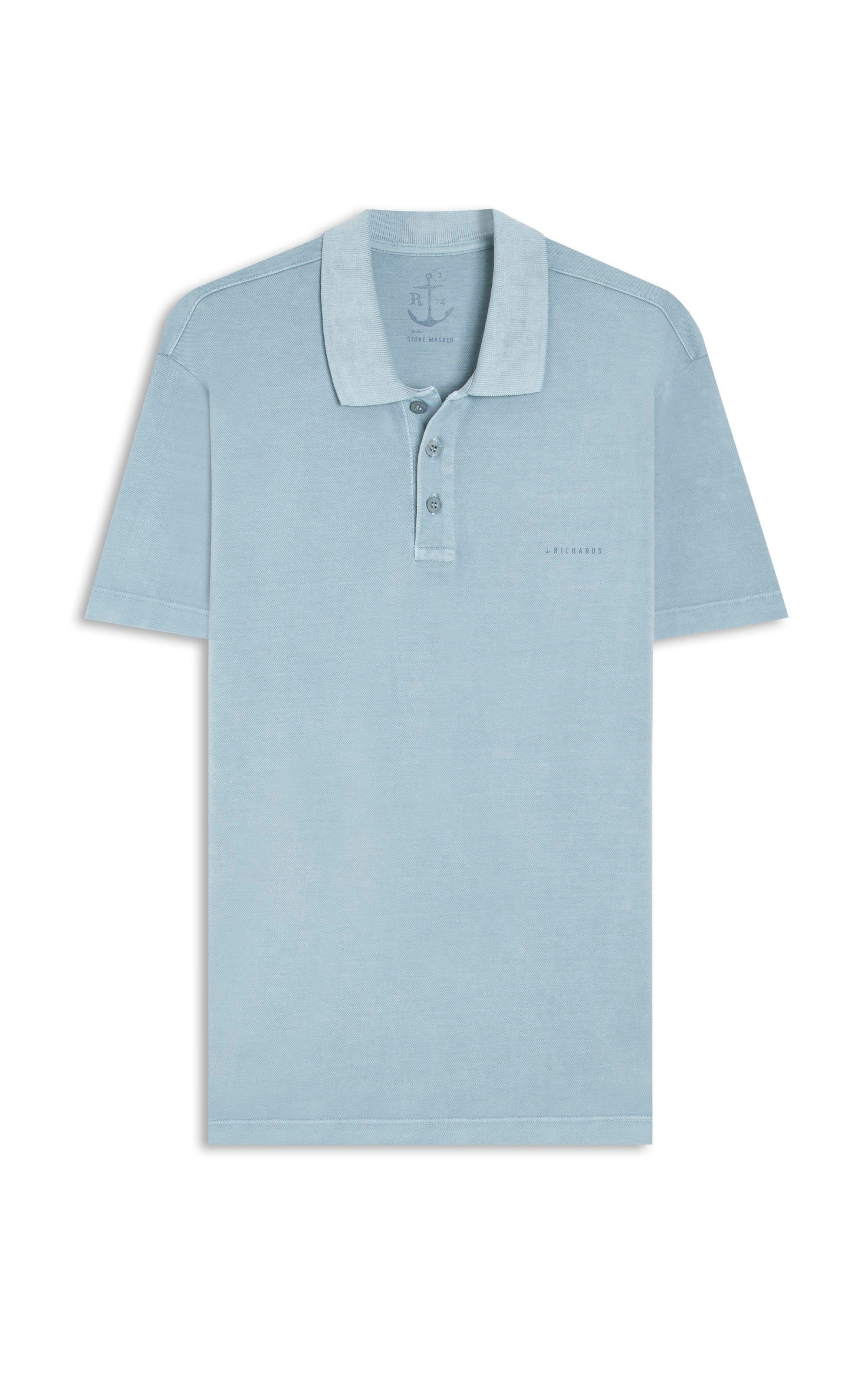 Polo Piquet Washed Azul Piscina