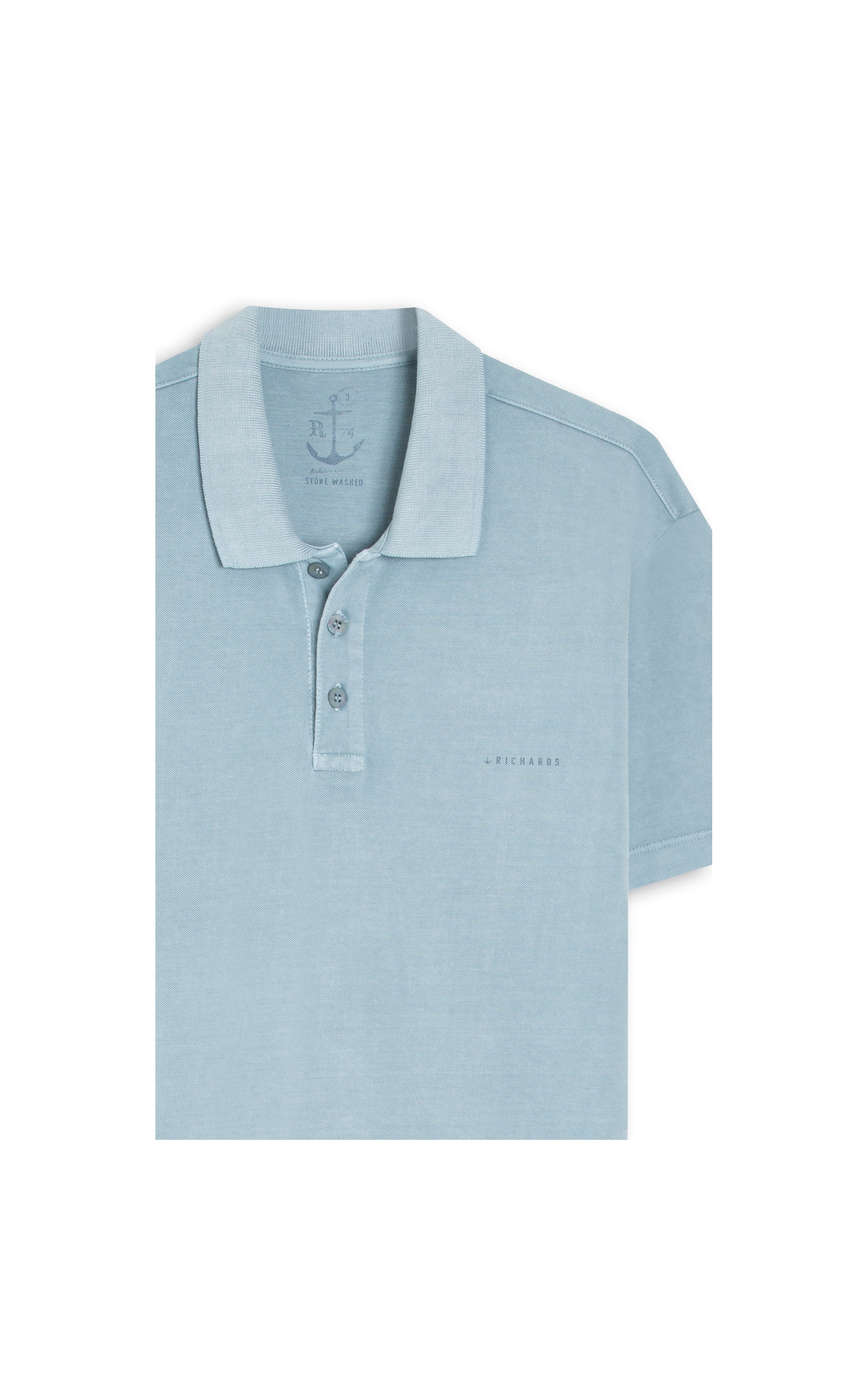 Polo Piquet Washed Azul Piscina