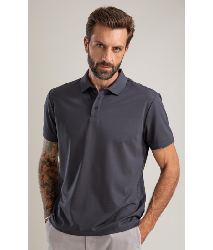 Polo Rch Tech Mc Basic Fit Grafite