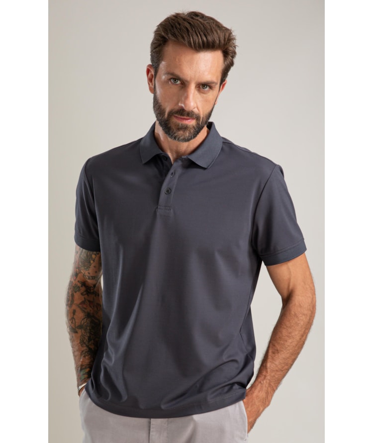 Polo Rch Tech Mc Basic Fit Grafite