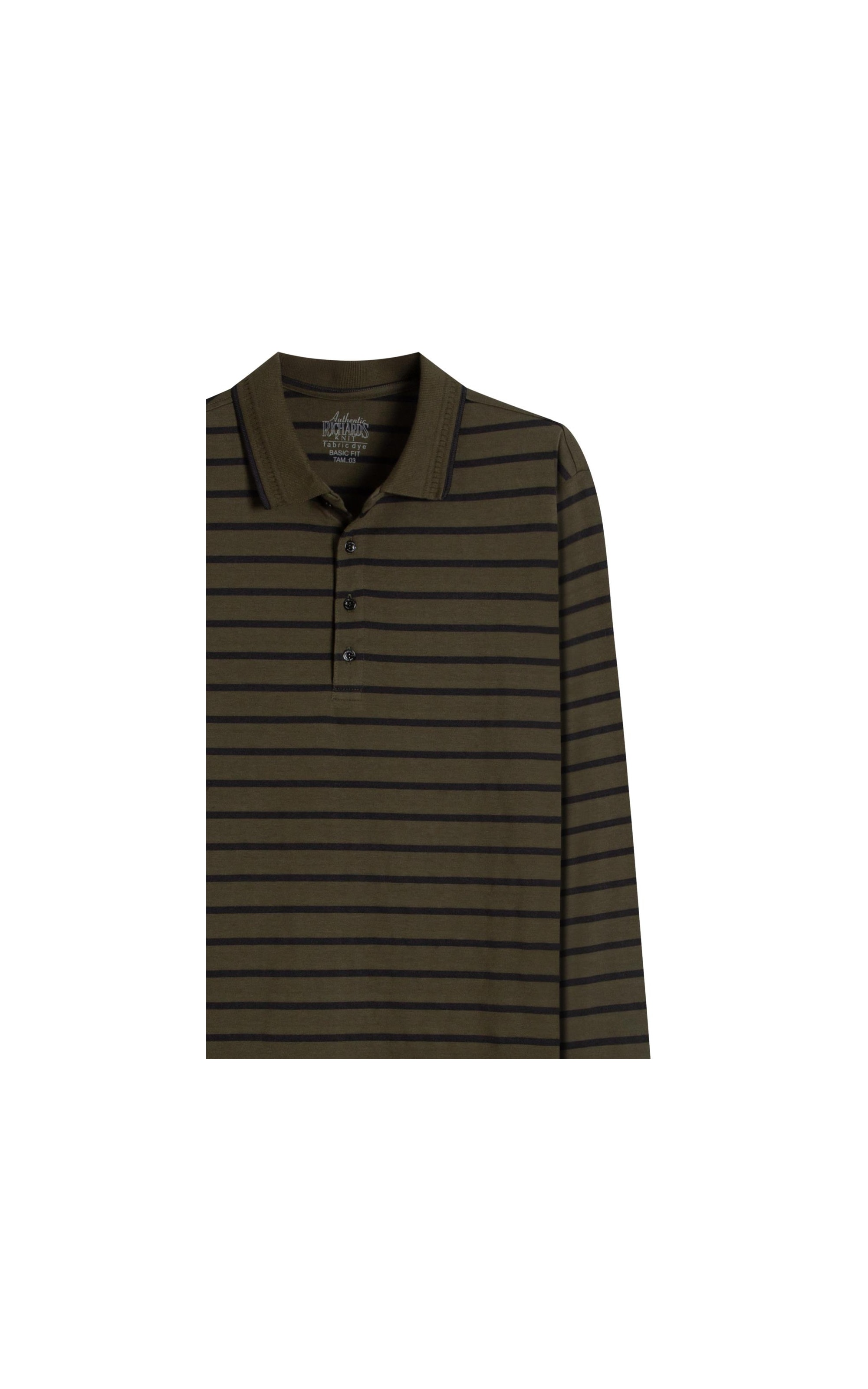 Polo Rugby Listrado Ml Verde Militar
