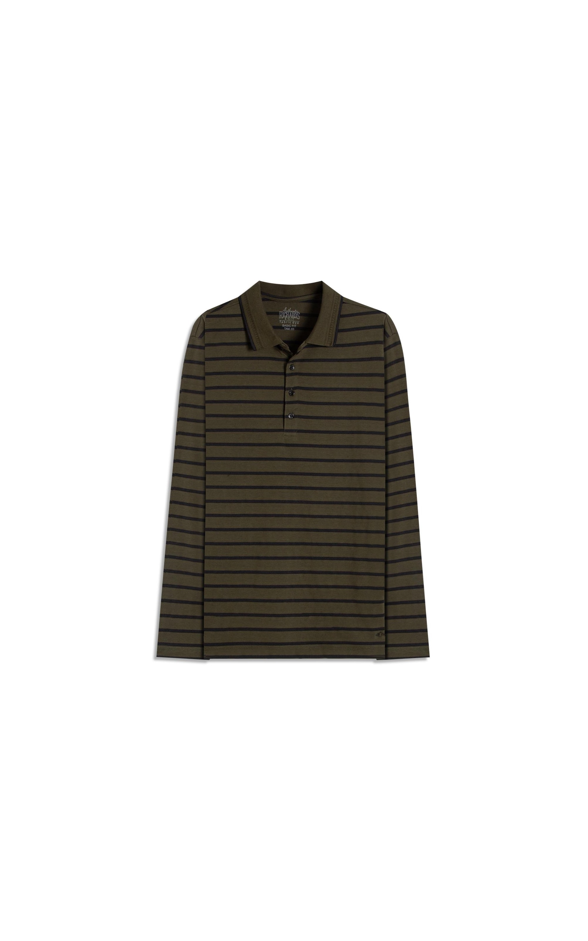 Polo Rugby Listrado Ml Verde Militar