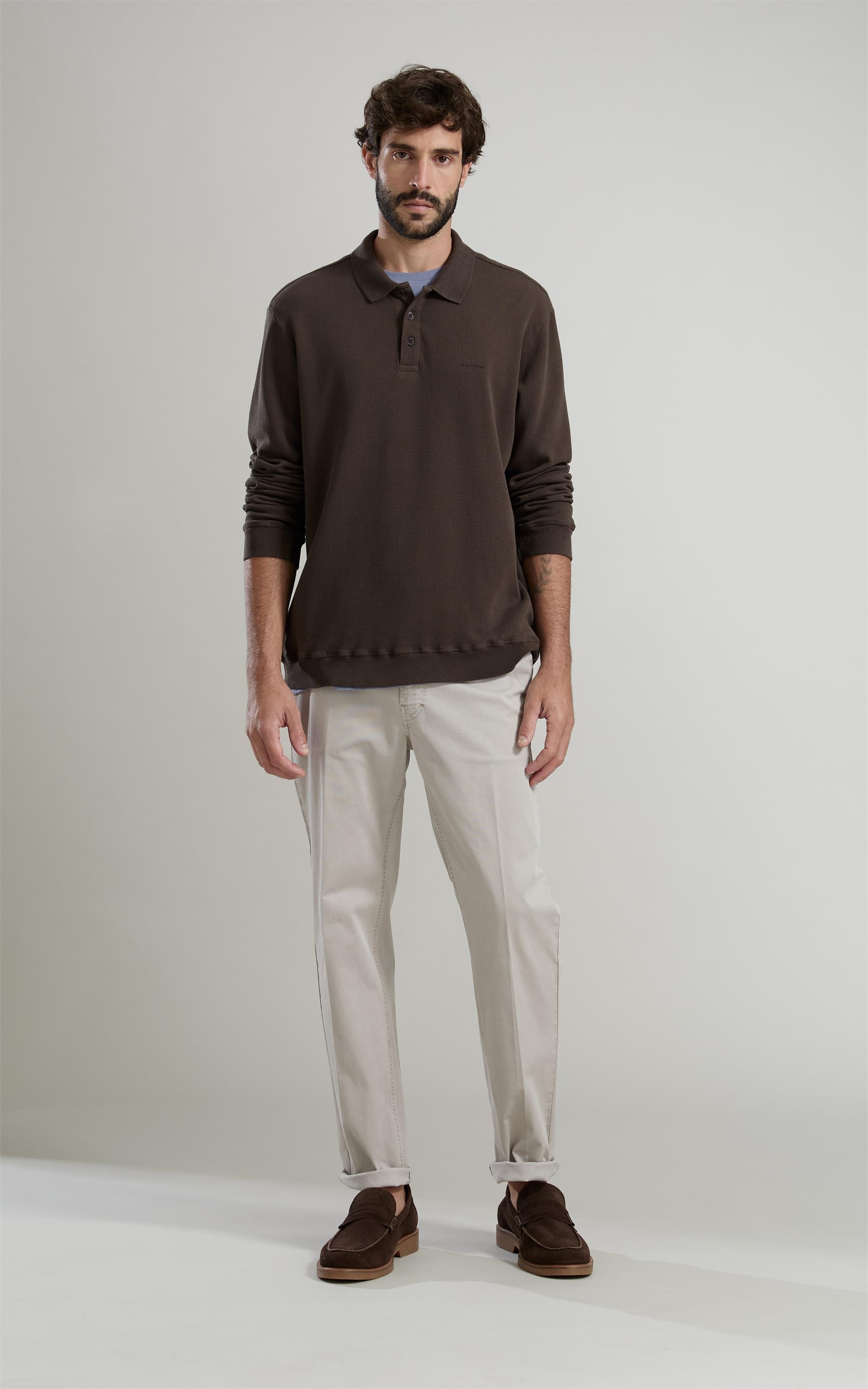 Polo Rugby Quadrile Ml Basic Fit Tabaco