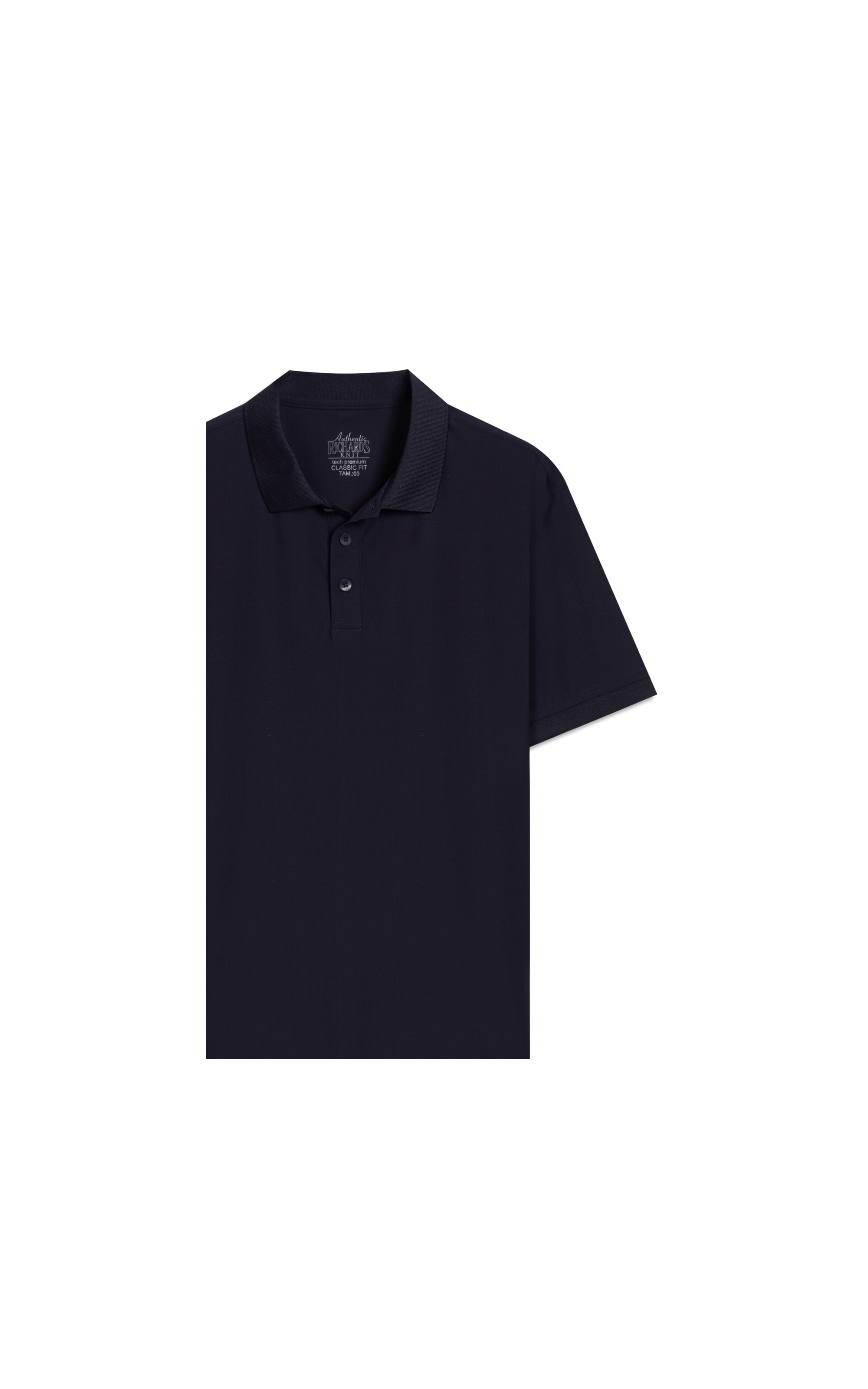 Polo Texture Tech Mc Basic Fit Marinho
