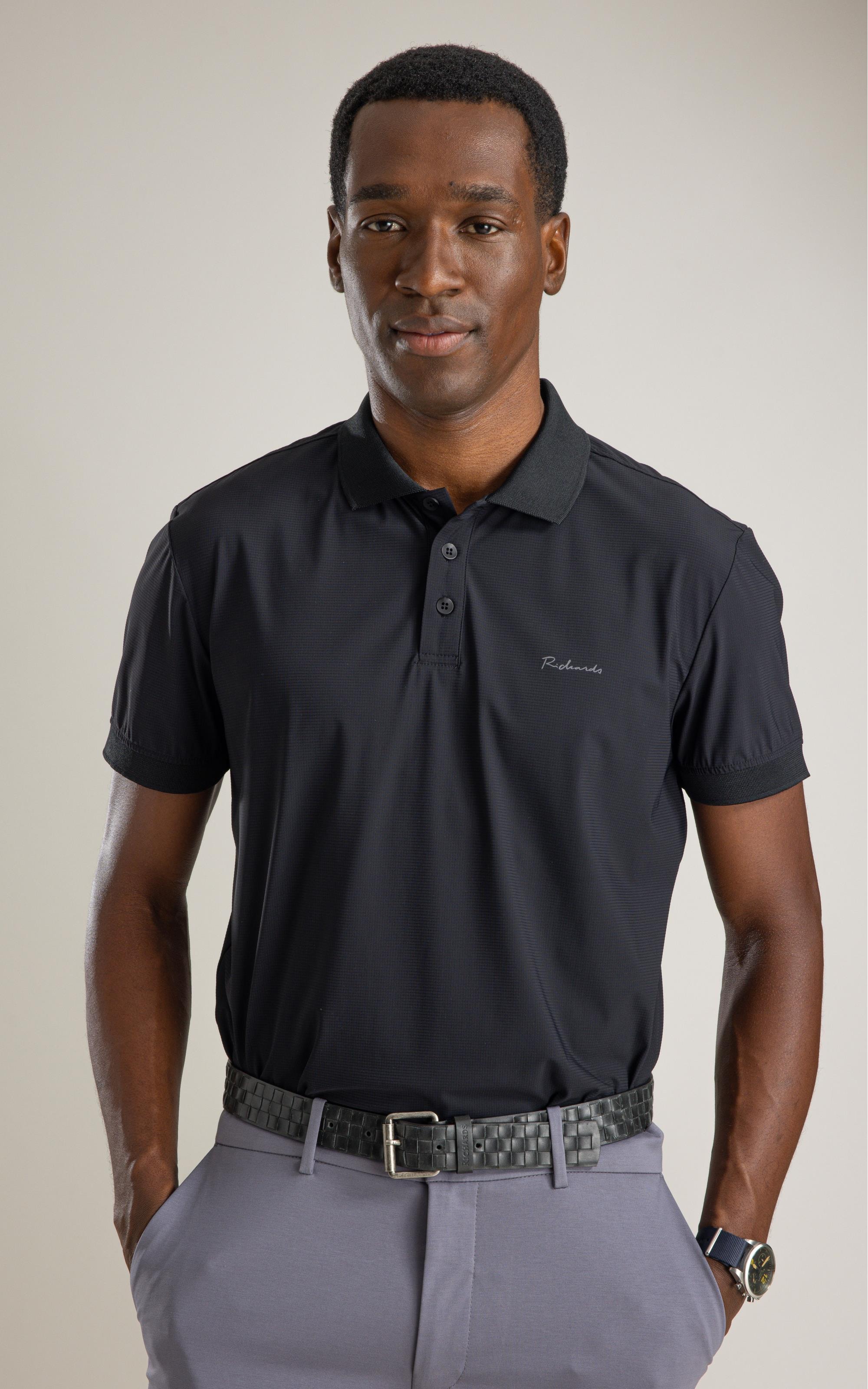 Polo Texture Tech Mc Basic Fit Preto