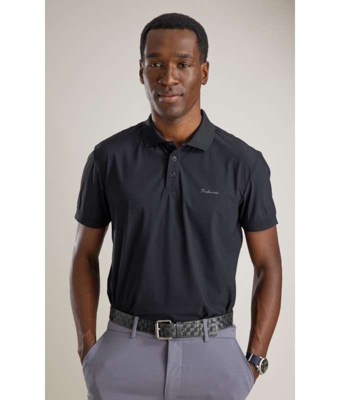 Polo Texture Tech Mc Basic Fit Preto