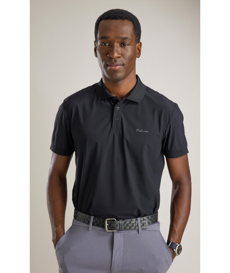 Polo Texture Tech Mc Basic Fit Preto