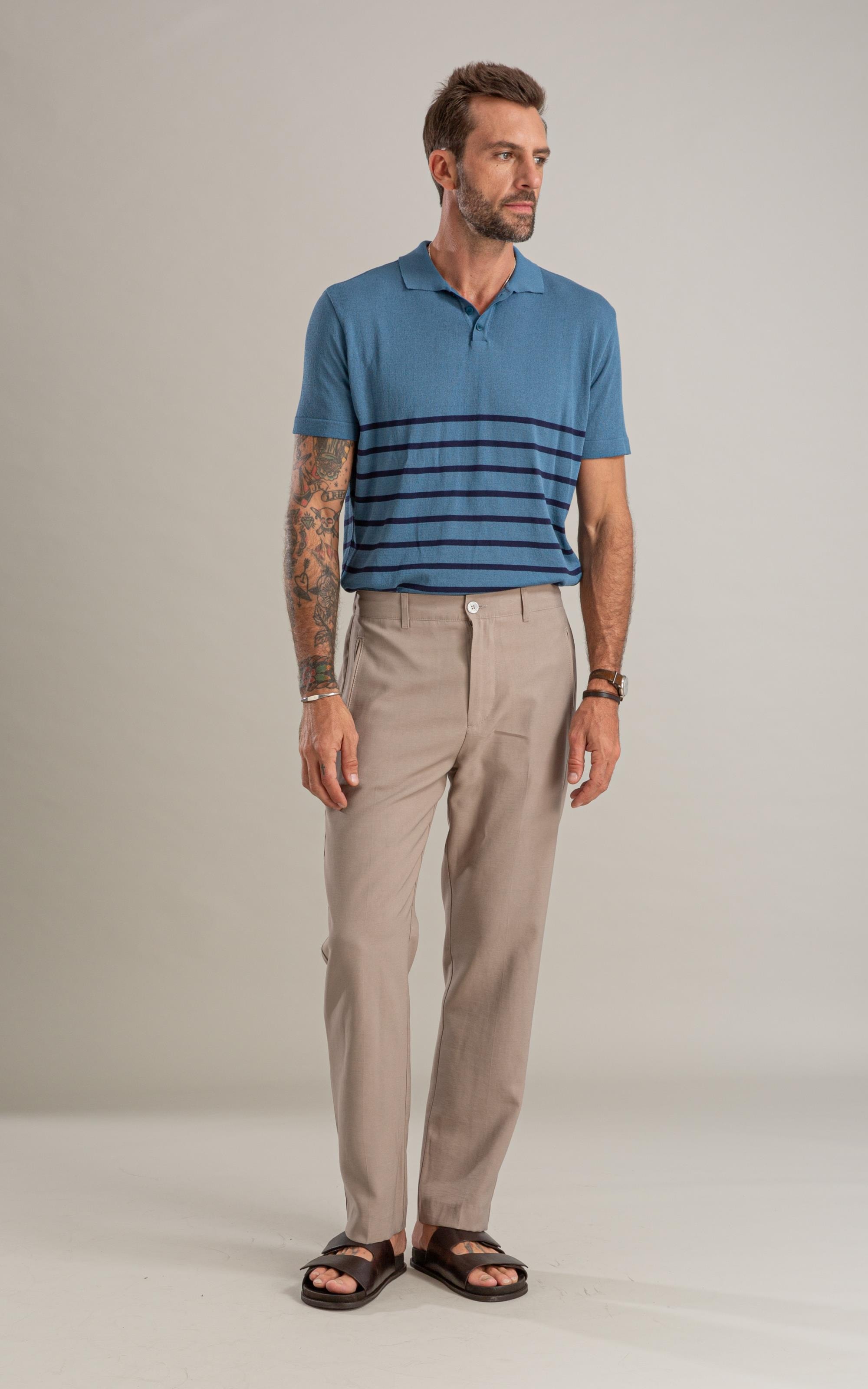 Polo Tricot Vitor Azul Jeans