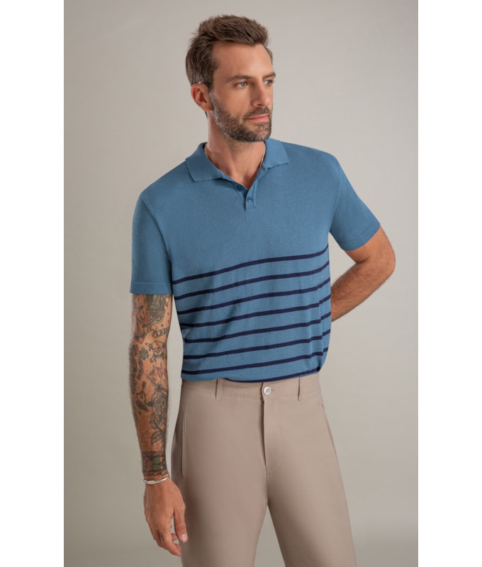Polo Tricot Vitor Azul Jeans