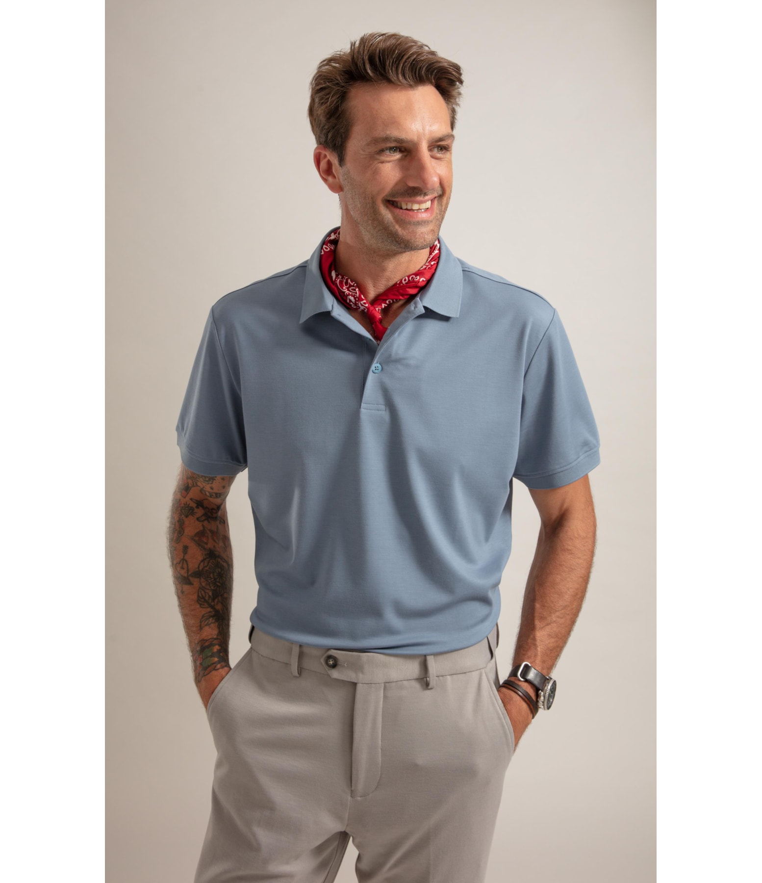 Polo Visconylon Classic Fit Azul Medio
