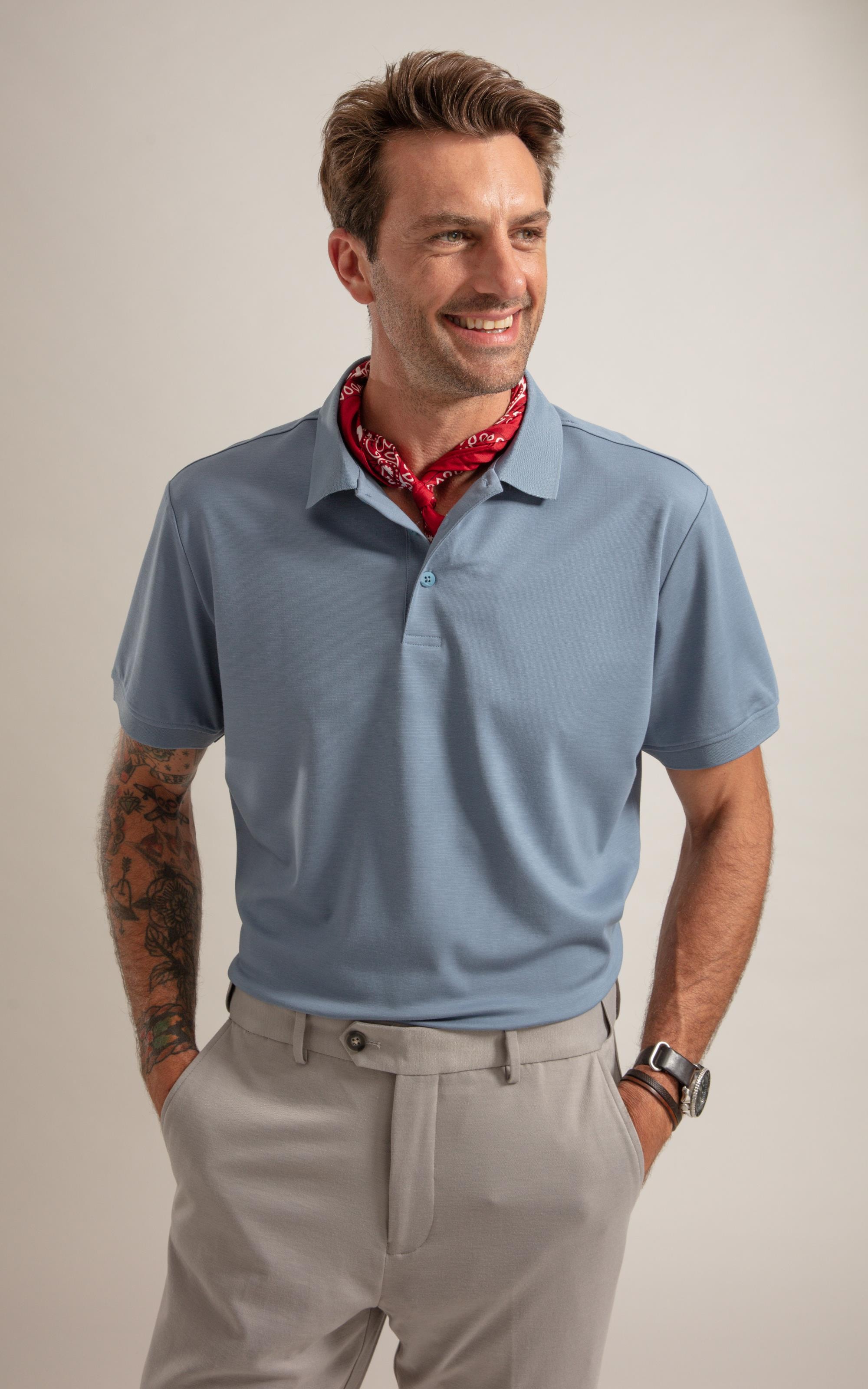 Polo Visconylon Classic Fit Azul Medio