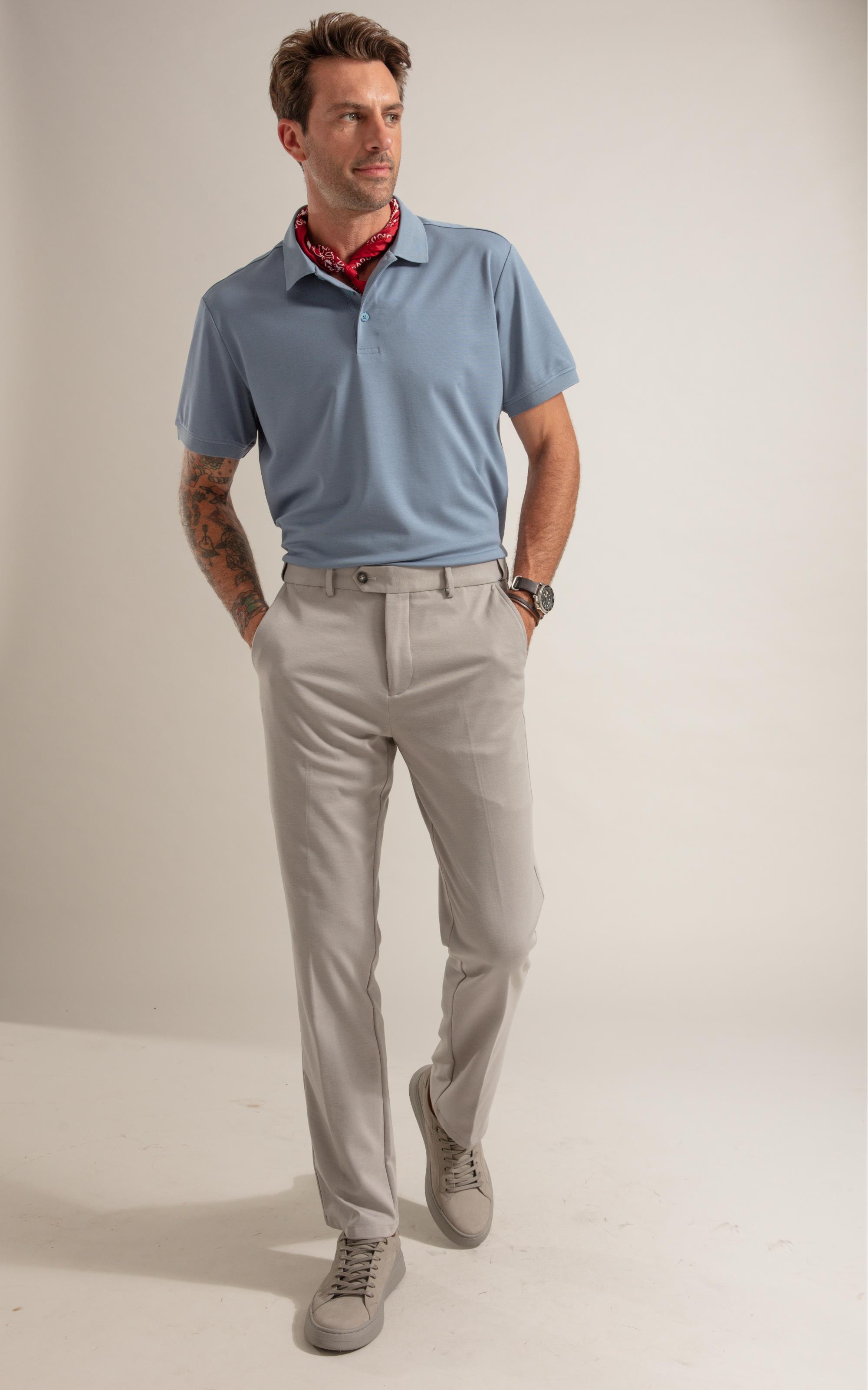 Polo Visconylon Classic Fit Azul Medio