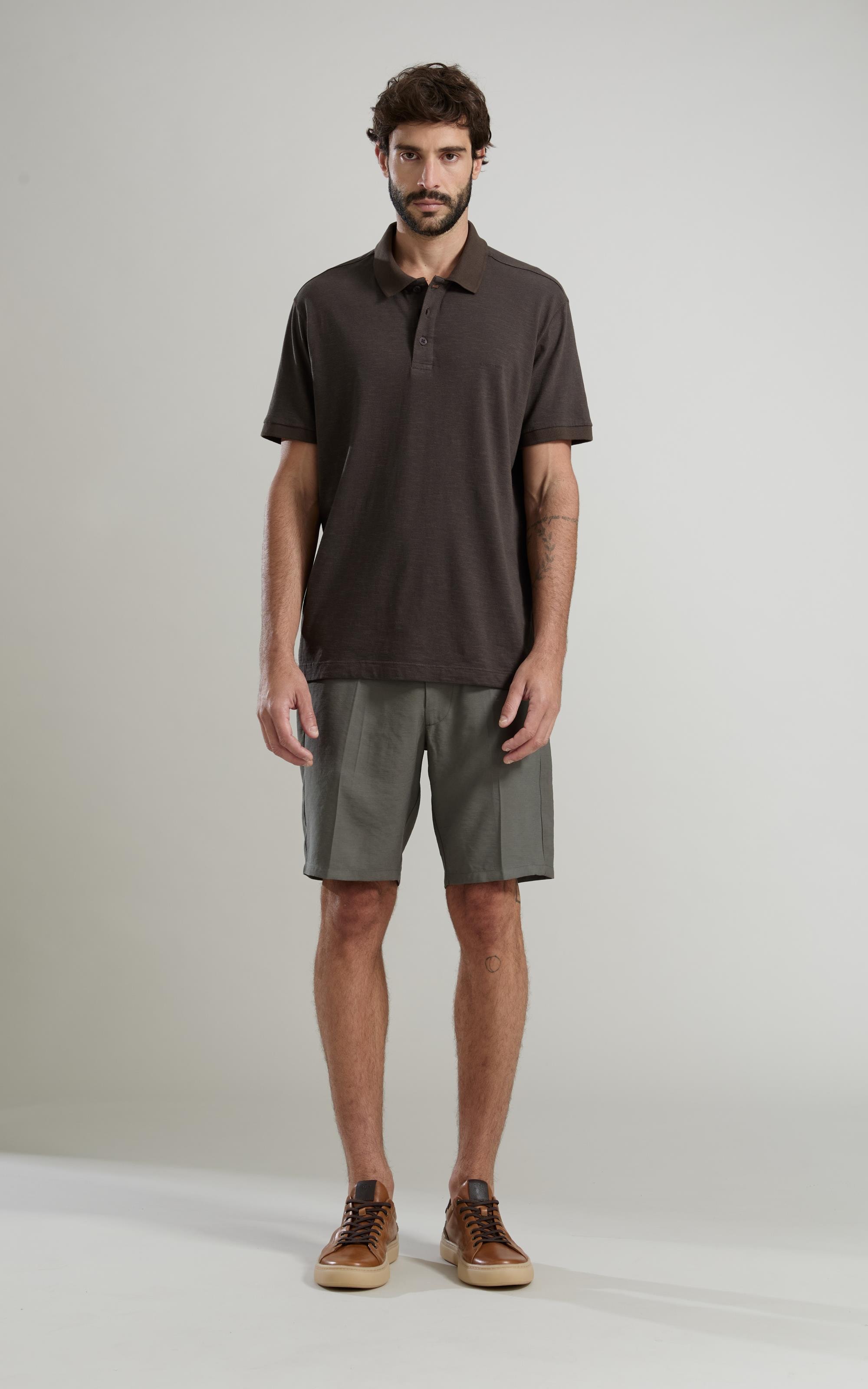 Polo Zebrinha Mc Basic Fit Tabaco