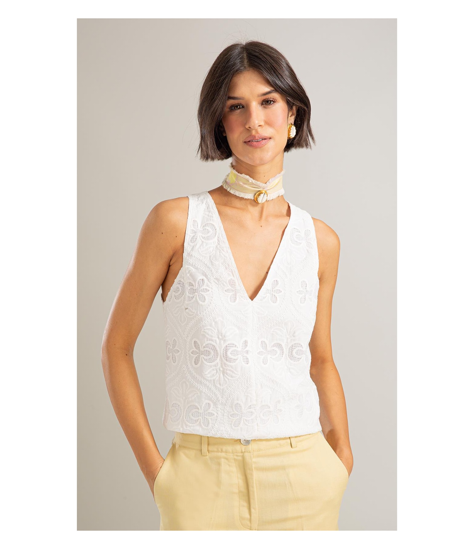 Regata Anne Laise Bordado Off White