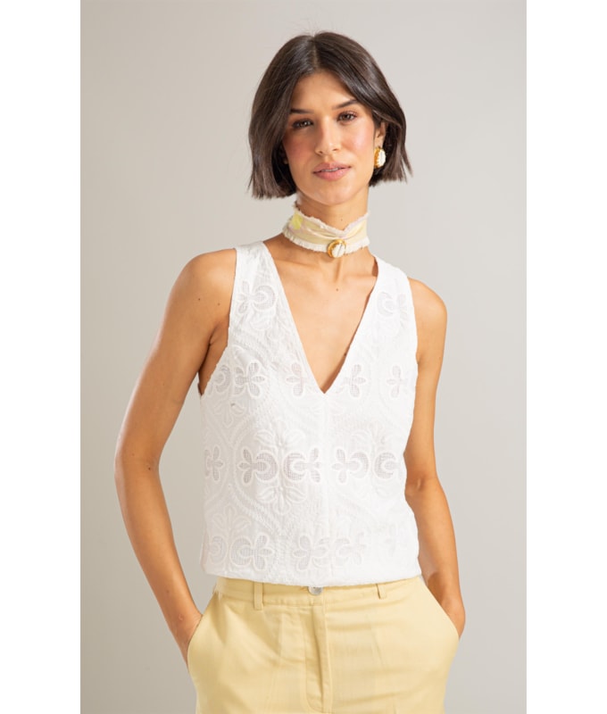 Regata Anne Laise Bordado Off White